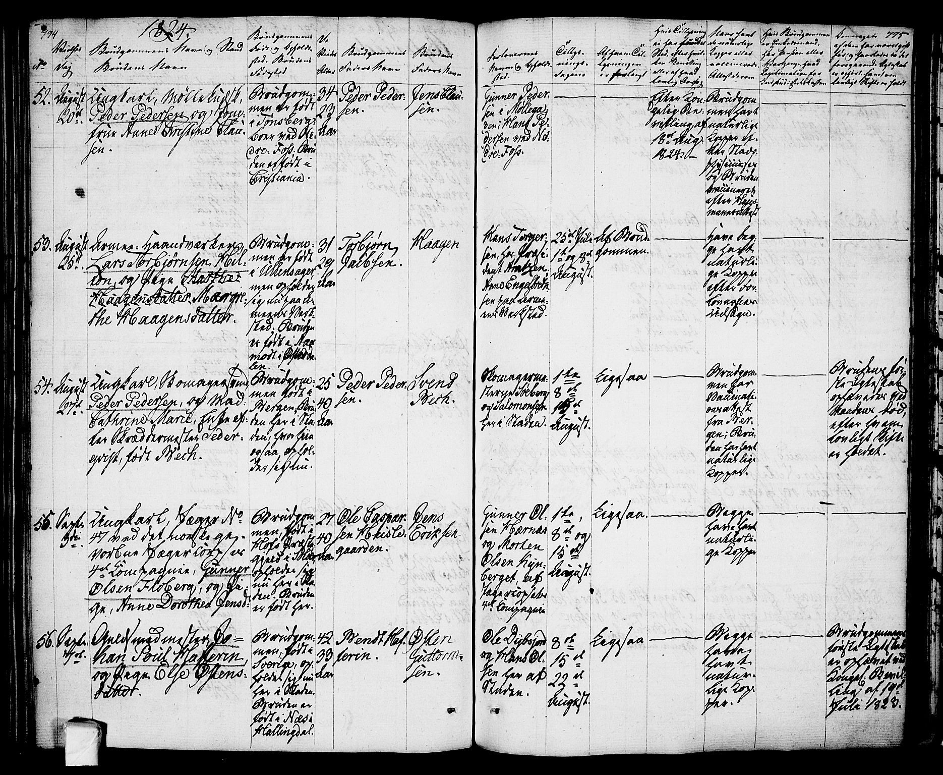 Oslo domkirke Kirkebøker, SAO/A-10752/F/Fa/L0010: Parish register (official) no. 10, 1824-1830, p. 794-795