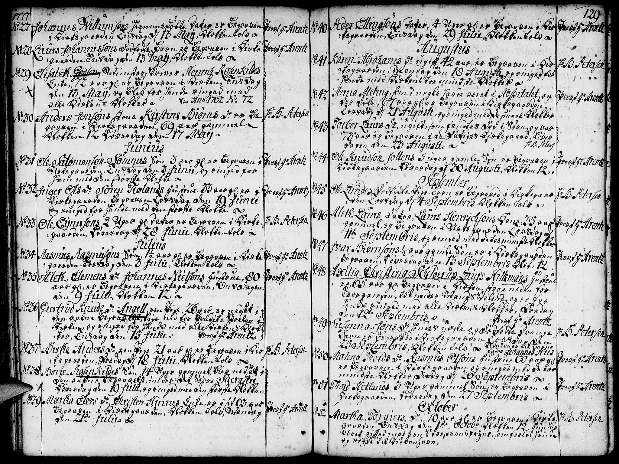 Domkirken sokneprestkontor, SAST/A-101812/001/30/30BA/L0005: Parish register (official) no. A 5, 1744-1788, p. 129