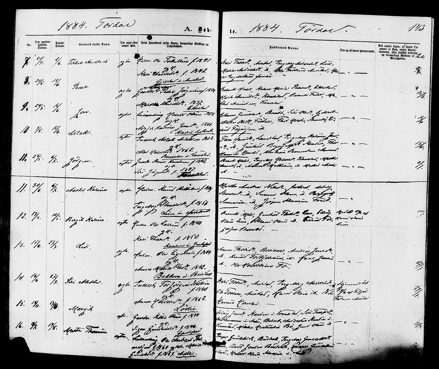 Drangedal kirkebøker, SAKO/A-258/F/Fa/L0009: Parish register (official) no. 9 /2, 1872-1884, p. 143