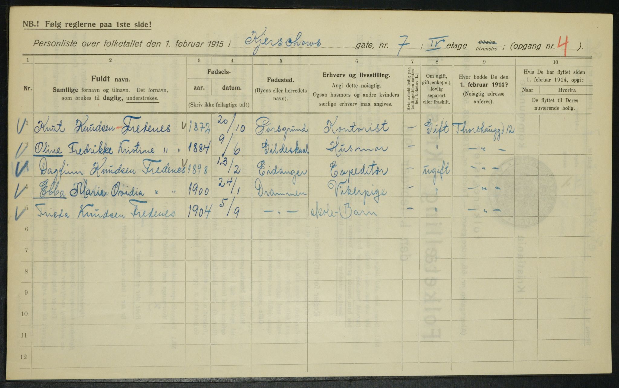 OBA, Municipal Census 1915 for Kristiania, 1915, p. 49035