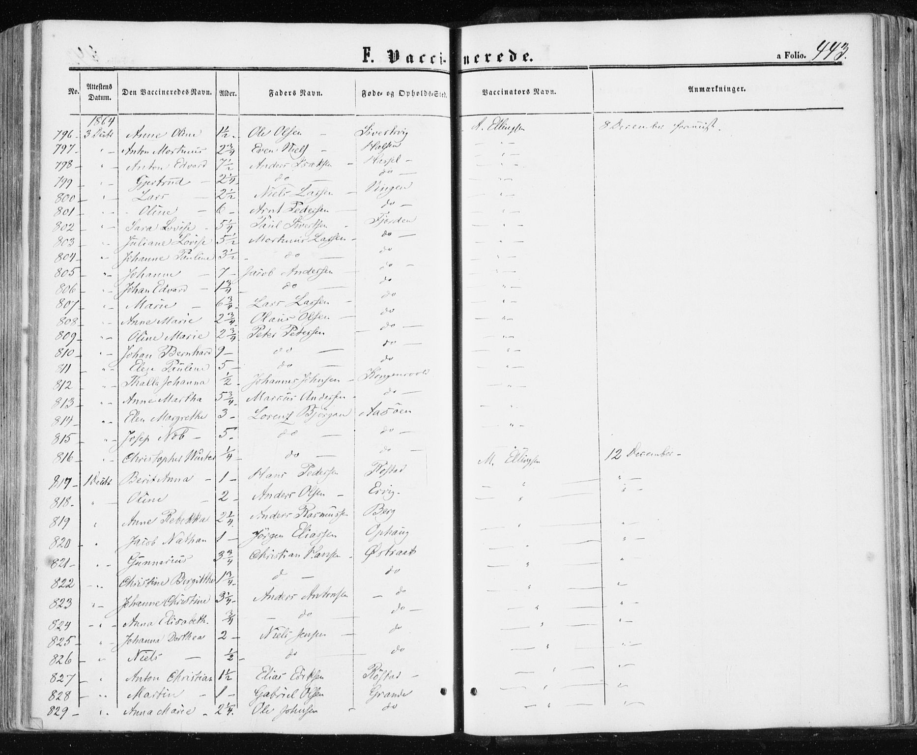 Ministerialprotokoller, klokkerbøker og fødselsregistre - Sør-Trøndelag, AV/SAT-A-1456/659/L0737: Parish register (official) no. 659A07, 1857-1875, p. 443