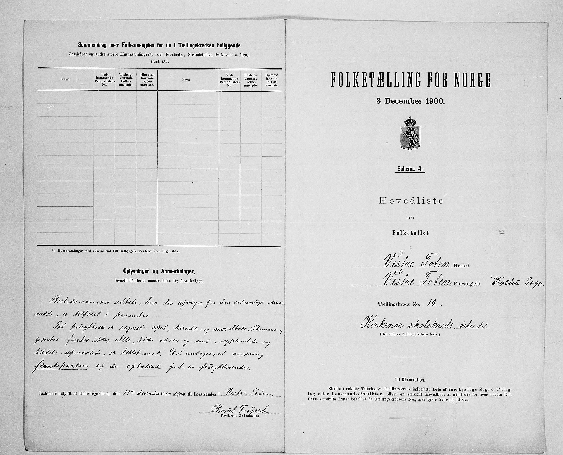 SAH, 1900 census for Vestre Toten, 1900, p. 49