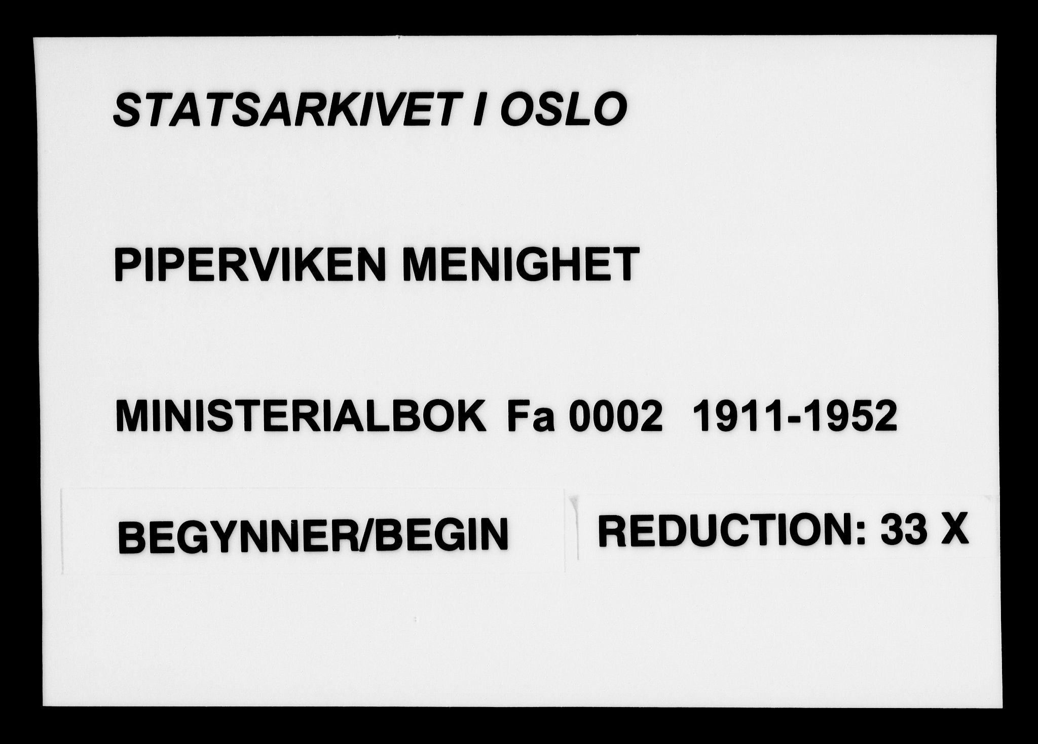 Piperviken prestekontor Kirkebøker, SAO/A-10874/F/L0002: Parish register (official) no. 2, 1911-1952