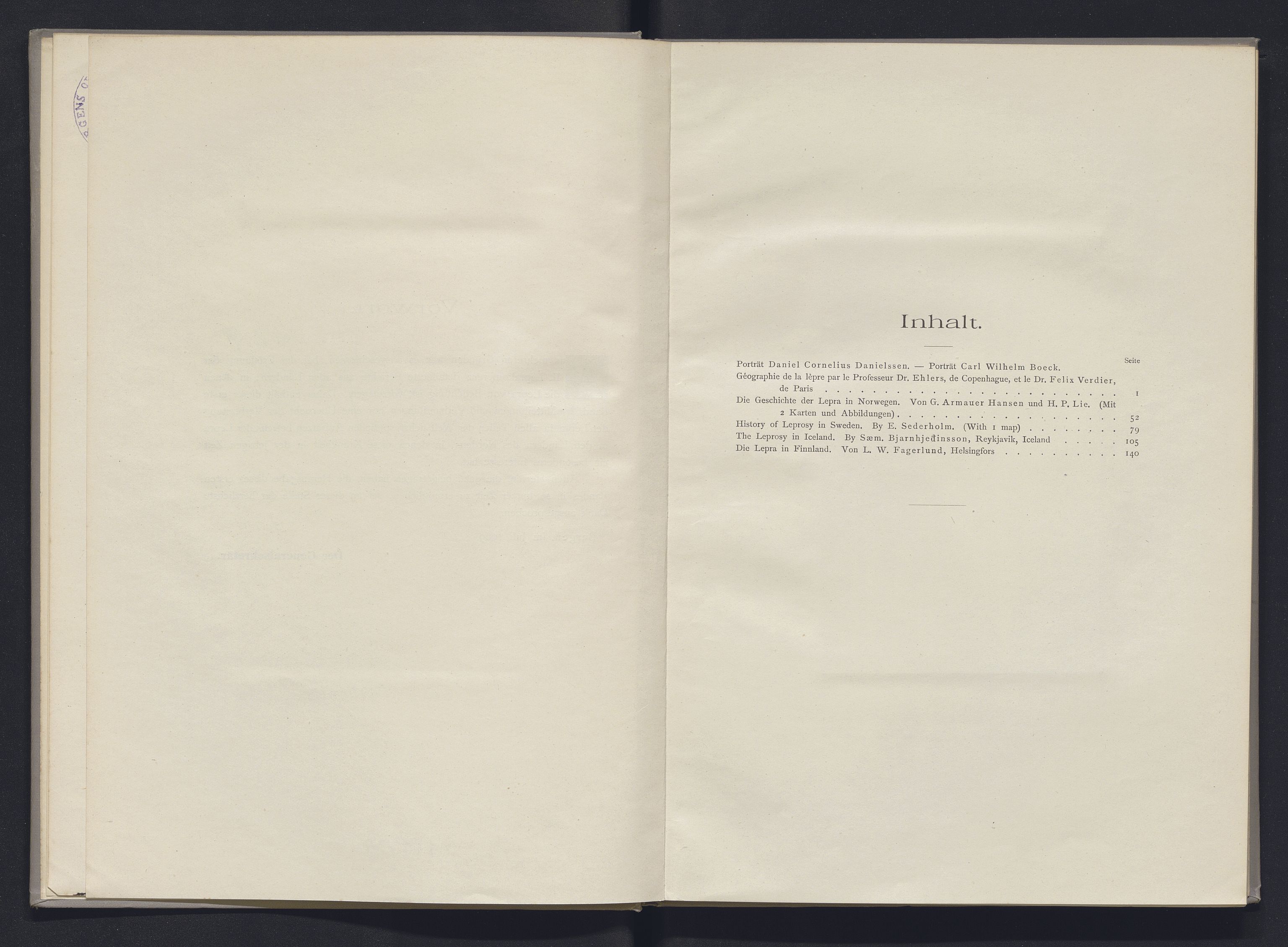 Lepraarkiver - Overlegen for den spedalske sykdom, AV/SAB-A-61001/D/L0003: II. Internationale wissenschaftliche Lepra-Konferenz (Bergen 1909), Mitteilungen und Verhandlungen, I. Band, 1909