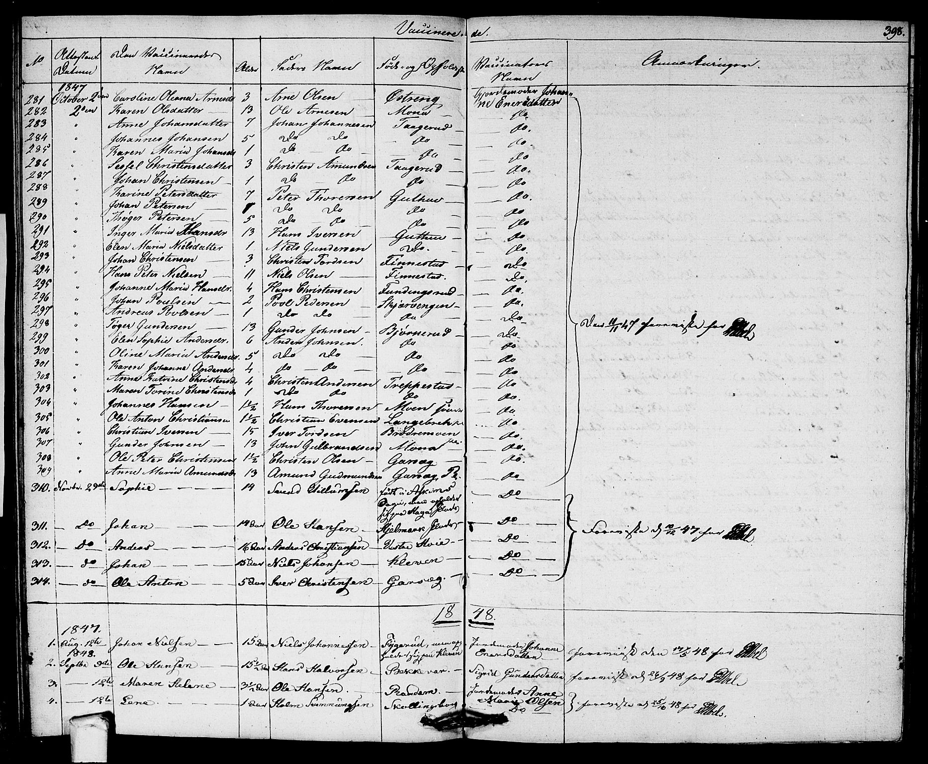 Eidsberg prestekontor Kirkebøker, AV/SAO-A-10905/F/Fa/L0008: Parish register (official) no. I 8, 1832-1848, p. 398