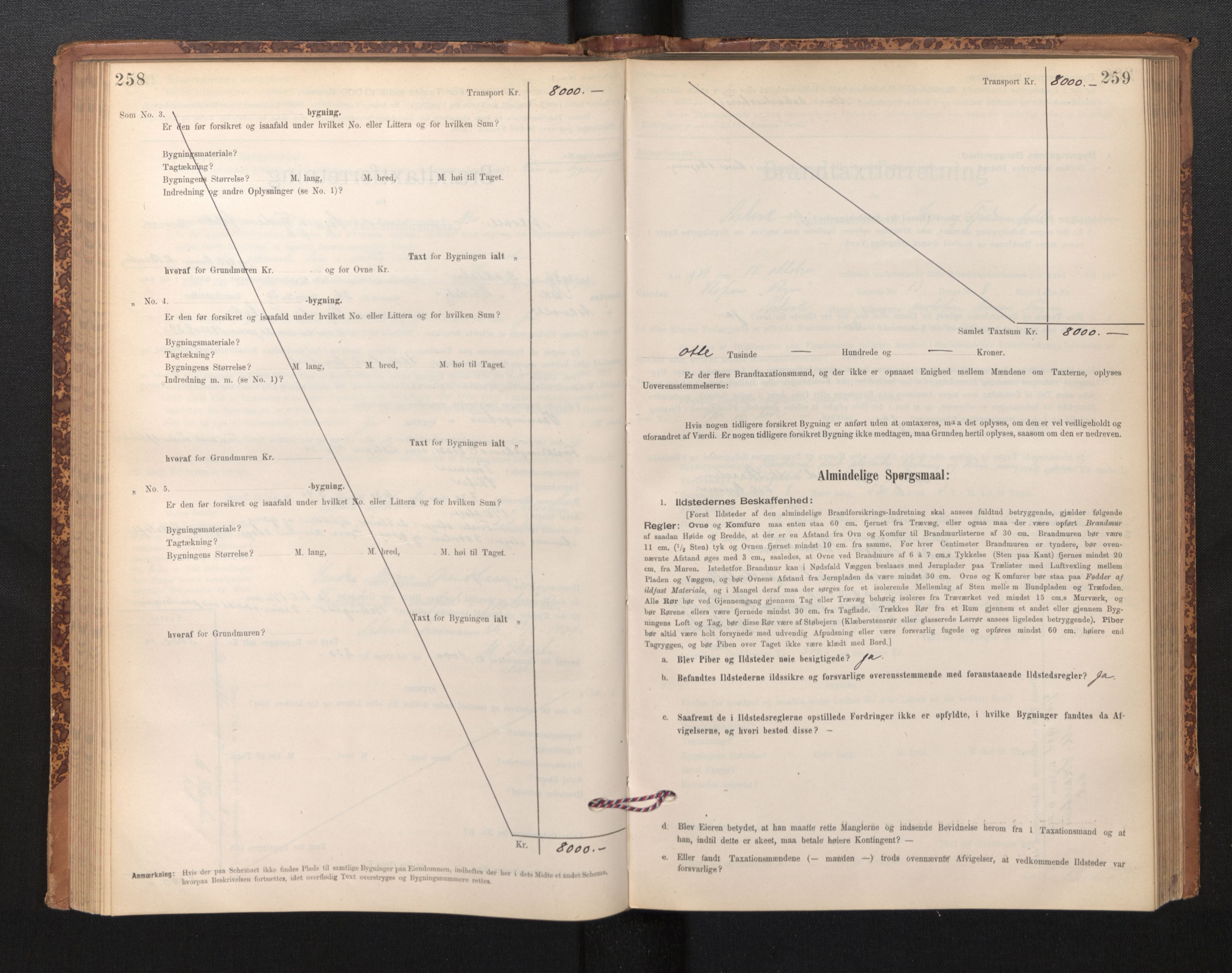 Lensmannen i Askvoll, SAB/A-26301/0012/L0004: Branntakstprotokoll, skjematakst og liste over branntakstmenn, 1895-1932, p. 258-259