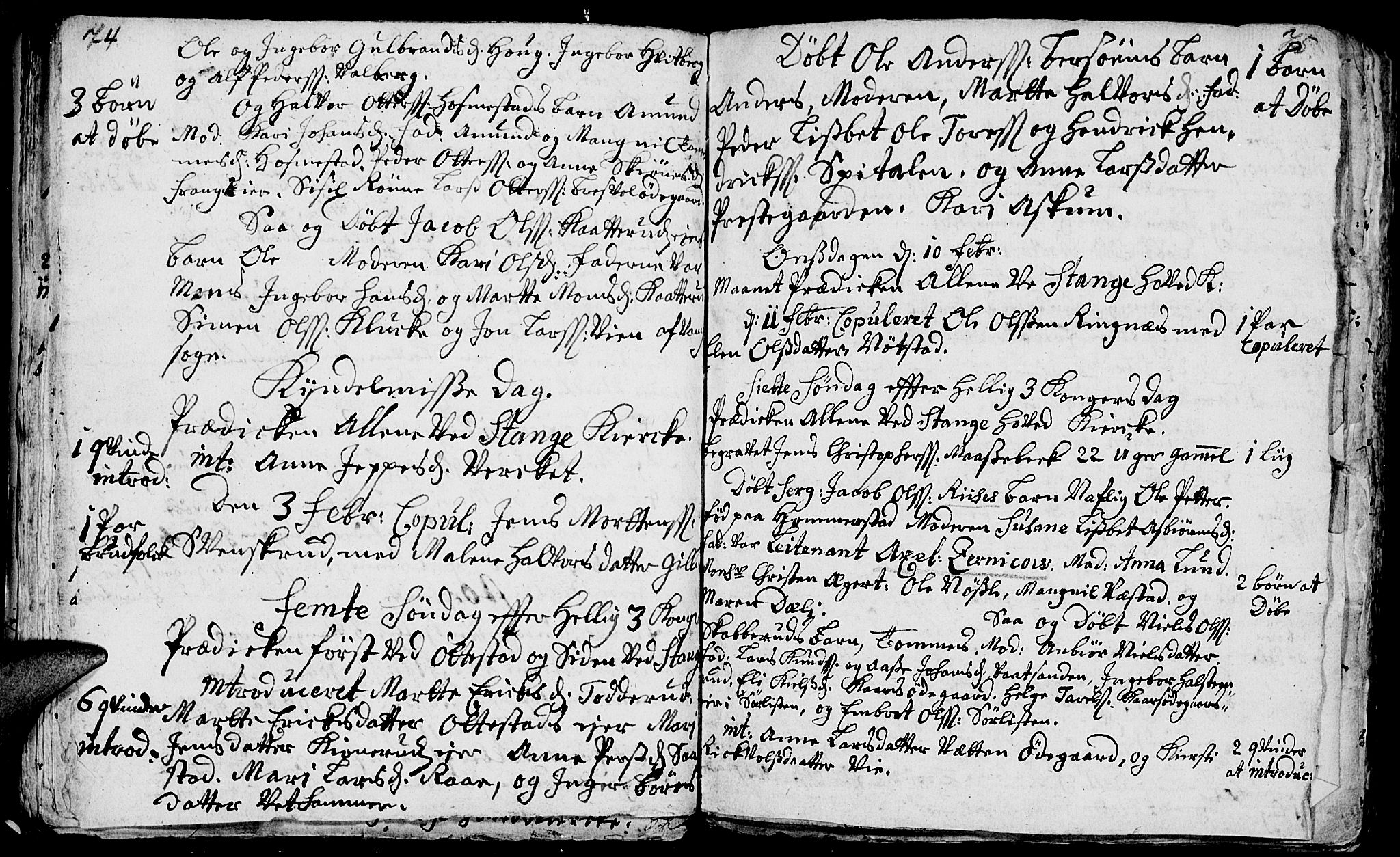 Stange prestekontor, AV/SAH-PREST-002/K/L0003: Parish register (official) no. 3, 1732-1738, p. 74-75