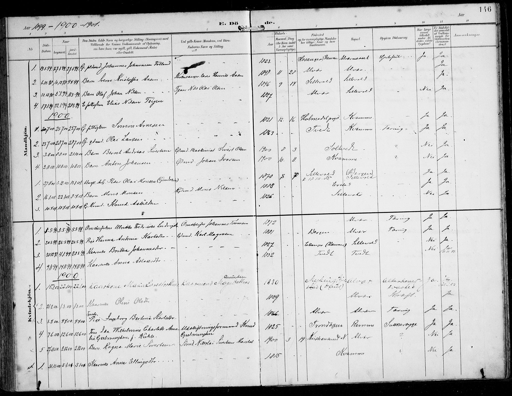 Alversund Sokneprestembete, SAB/A-73901/H/Ha/Haa/Haaa/L0003: Parish register (official) no. A 3, 1897-1926, p. 146