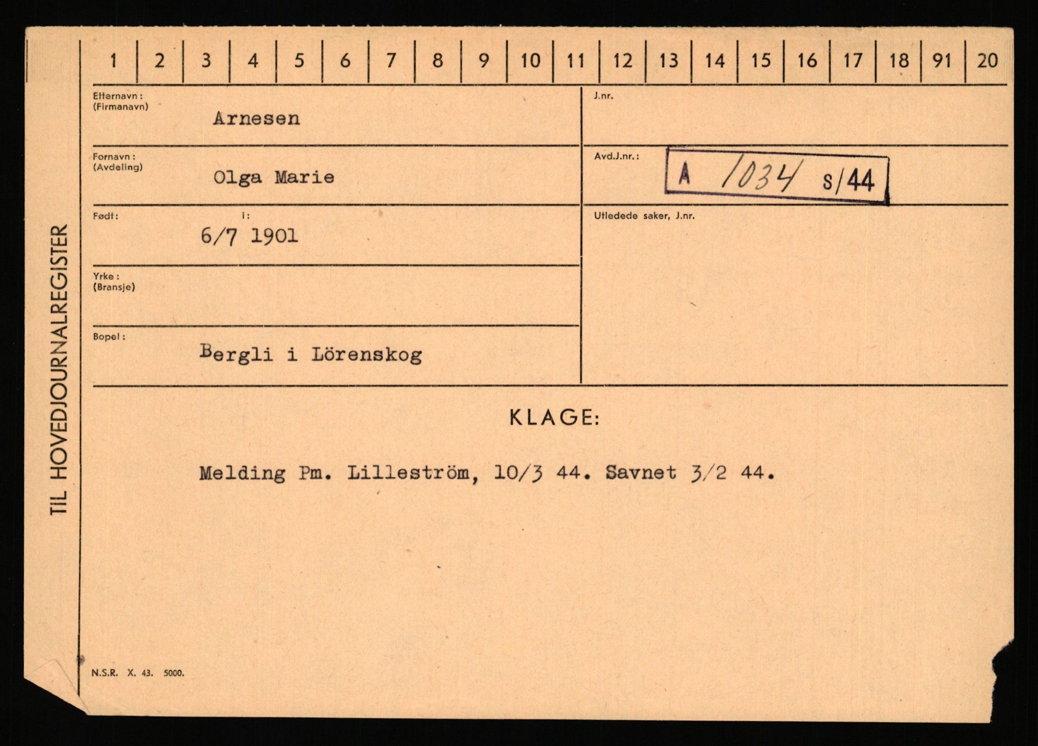 Statspolitiet - Hovedkontoret / Osloavdelingen, AV/RA-S-1329/C/Ca/L0002: Arneberg - Brand, 1943-1945, p. 154