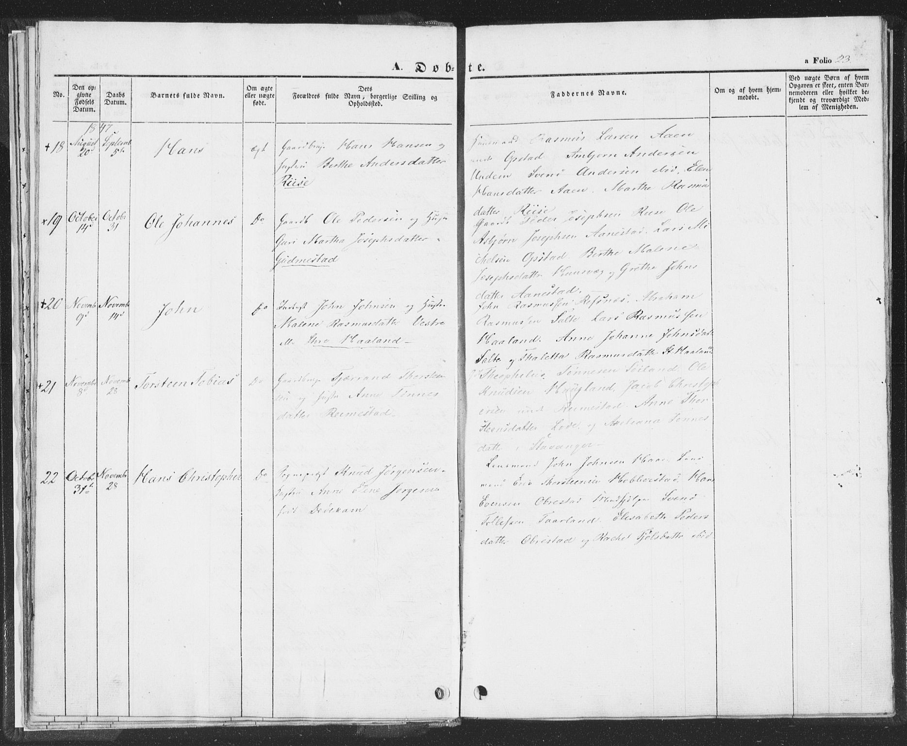 Hå sokneprestkontor, AV/SAST-A-101801/001/30BA/L0006: Parish register (official) no. A 5, 1842-1853, p. 23