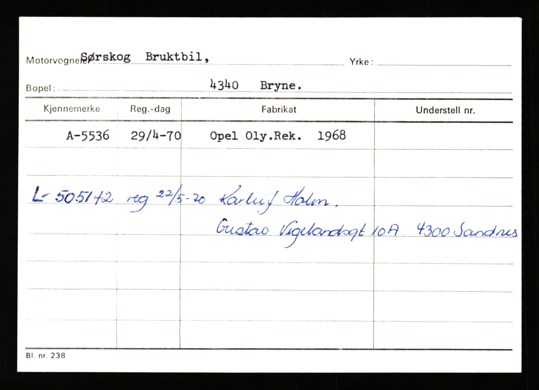 Stavanger trafikkstasjon, AV/SAST-A-101942/0/G/L0001: Registreringsnummer: 0 - 5782, 1930-1971, p. 3277