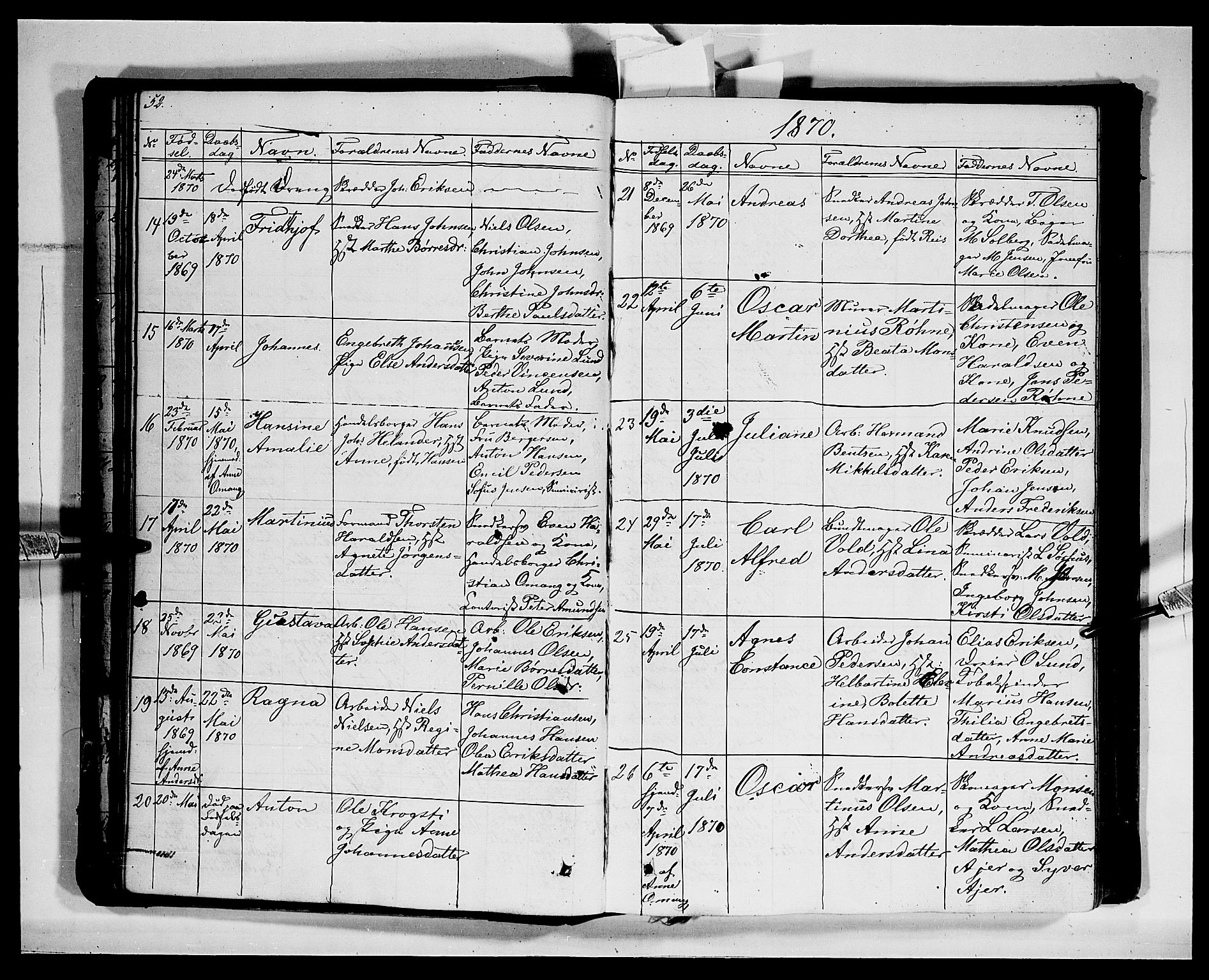 Vang prestekontor, Hedmark, SAH/PREST-008/H/Ha/Hab/L0011: Parish register (copy) no. 11, 1855-1878, p. 52