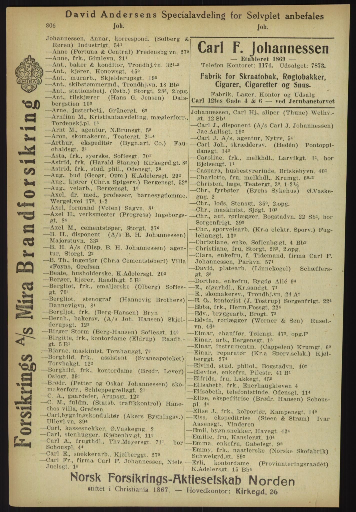 Kristiania/Oslo adressebok, PUBL/-, 1918, p. 831
