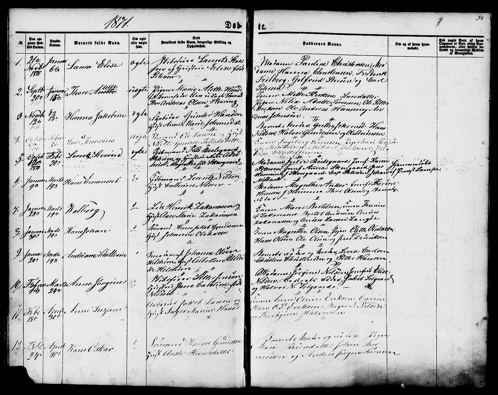 Langesund kirkebøker, SAKO/A-280/G/Ga/L0004: Parish register (copy) no. 4, 1859-1884, p. 34