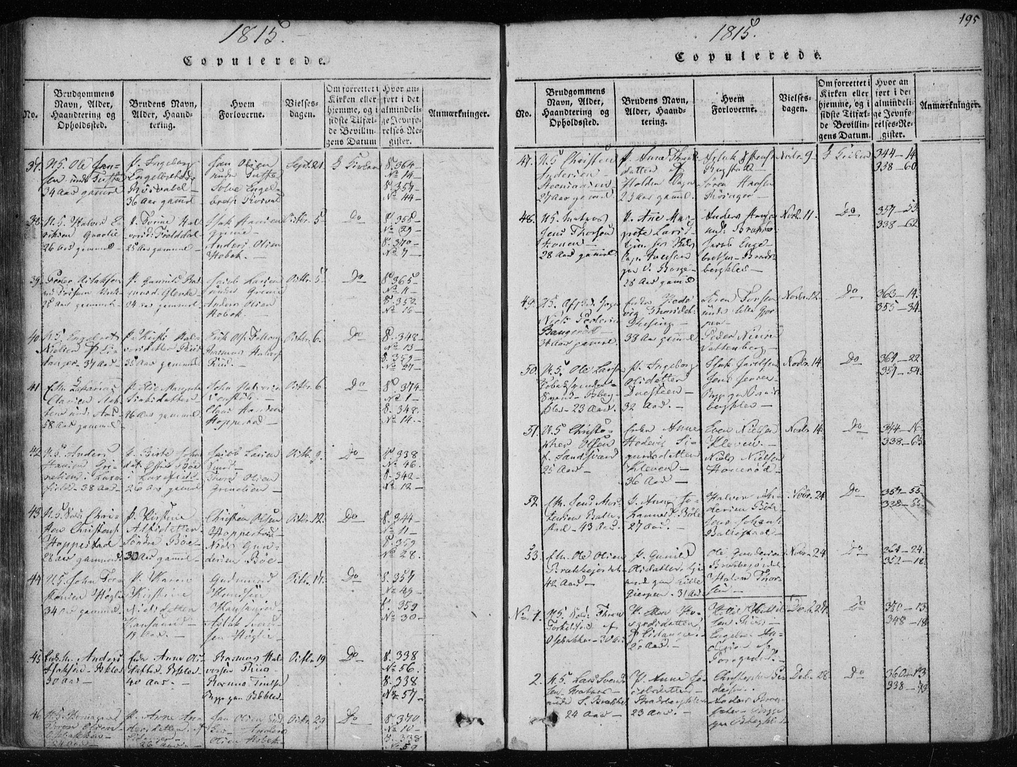 Gjerpen kirkebøker, SAKO/A-265/F/Fa/L0004: Parish register (official) no. I 4, 1814-1823, p. 195