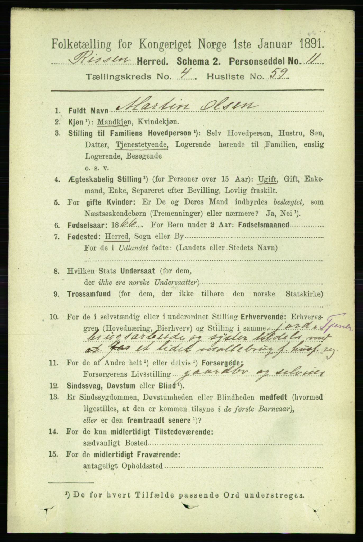 RA, 1891 census for 1624 Rissa, 1891, p. 2586