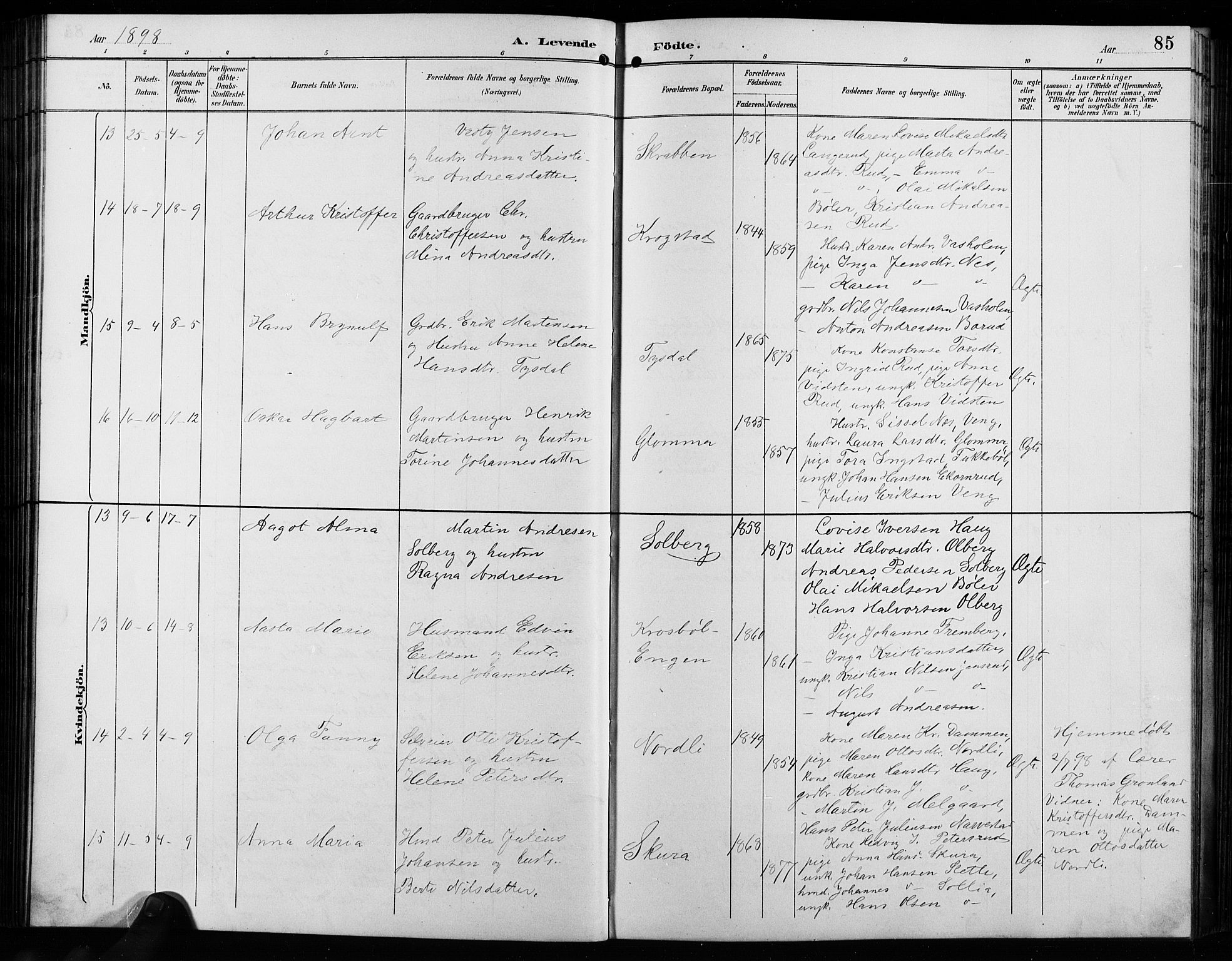 Enebakk prestekontor Kirkebøker, AV/SAO-A-10171c/G/Ga/L0006: Parish register (copy) no. I 6, 1889-1911, p. 85