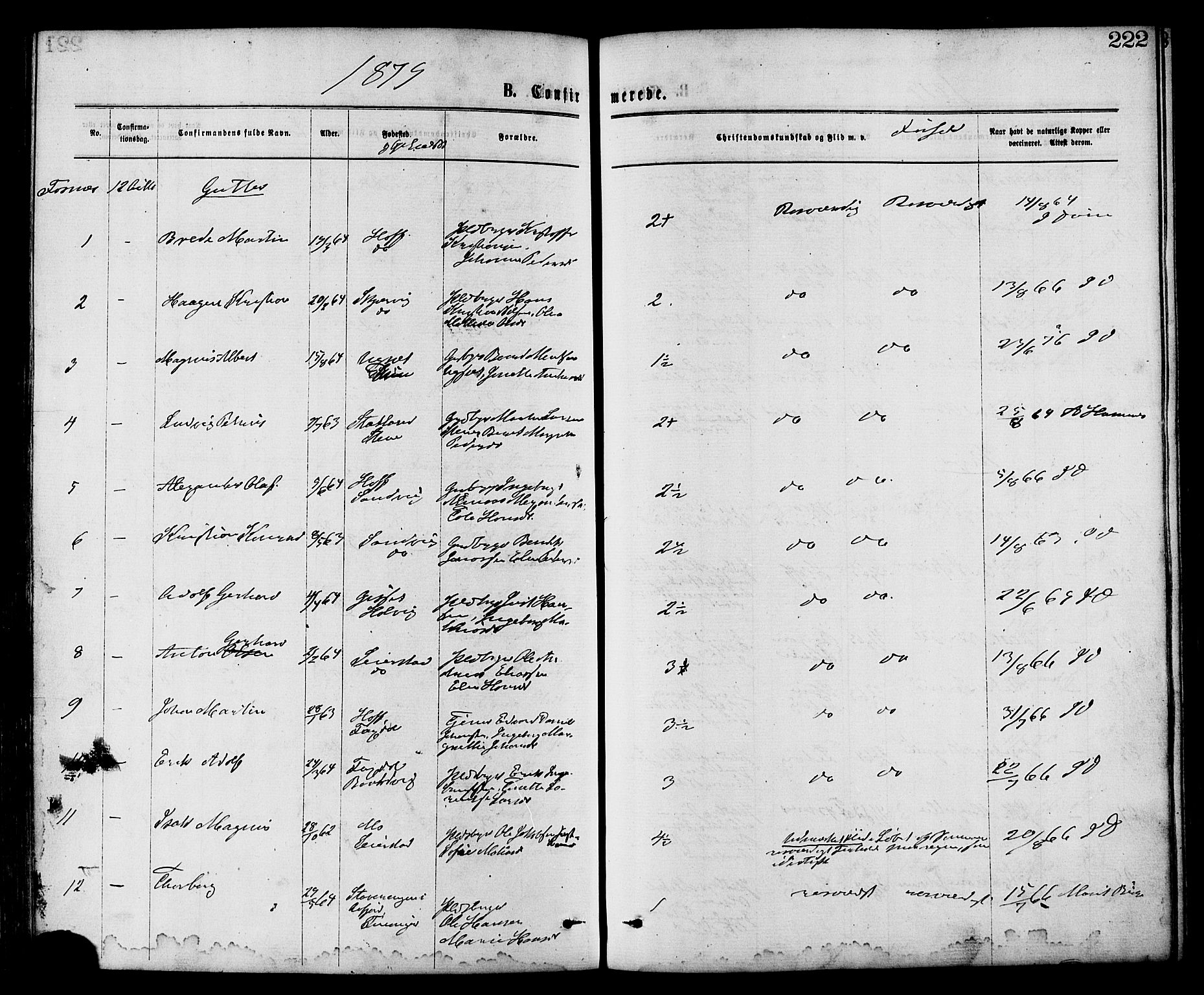 Ministerialprotokoller, klokkerbøker og fødselsregistre - Nord-Trøndelag, SAT/A-1458/773/L0616: Parish register (official) no. 773A07, 1870-1887, p. 222