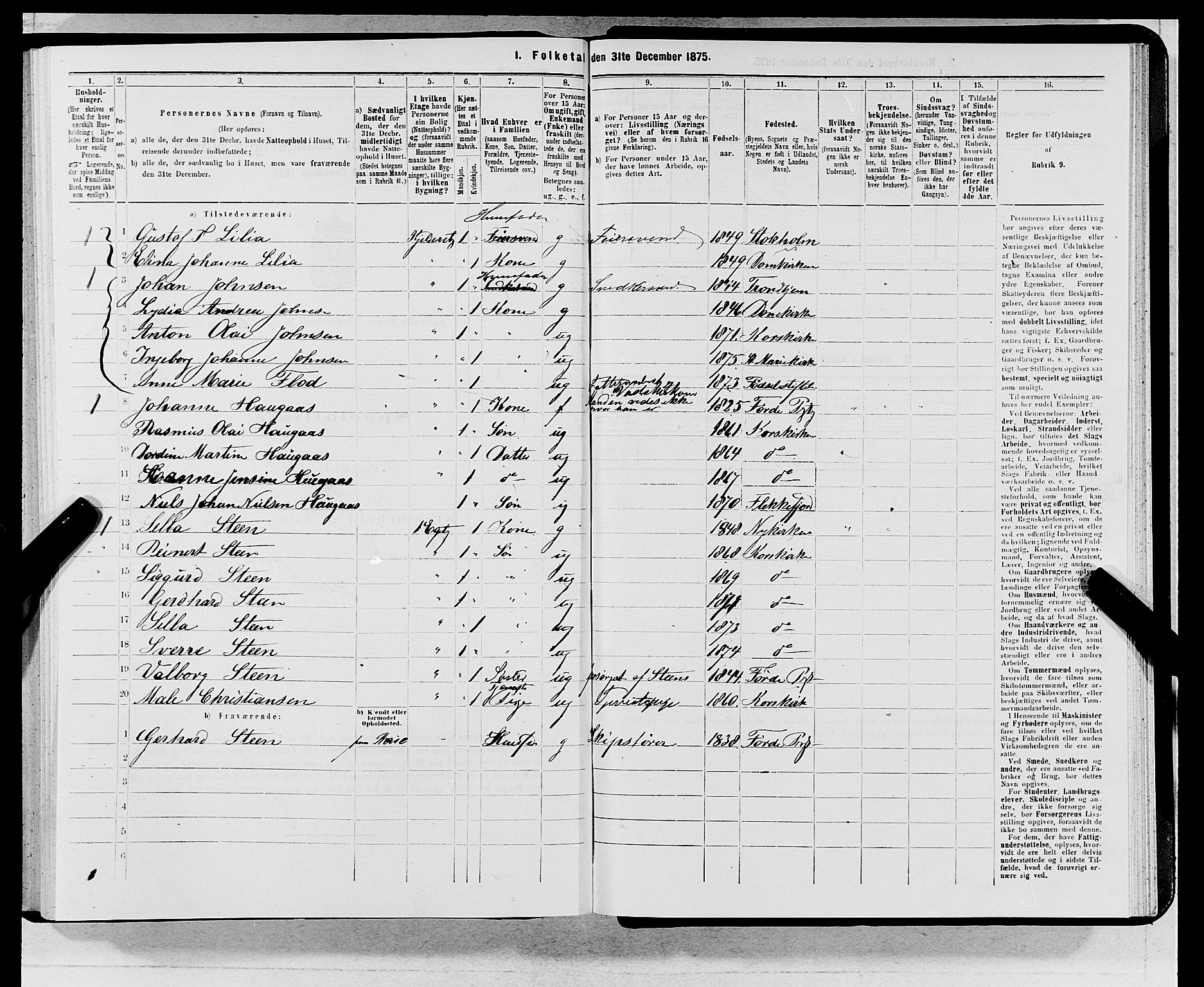 SAB, 1875 census for 1301 Bergen, 1875, p. 6130