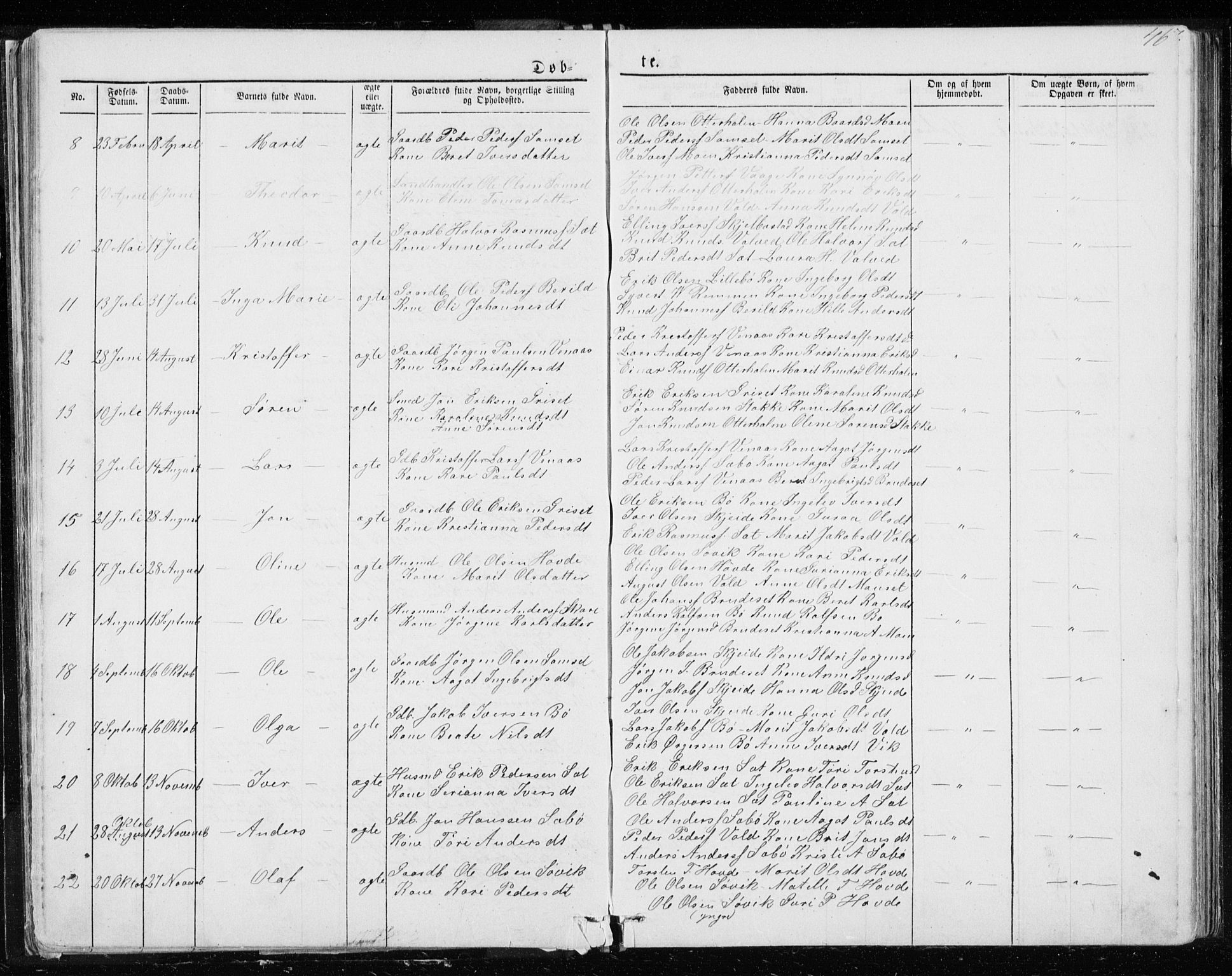 Ministerialprotokoller, klokkerbøker og fødselsregistre - Møre og Romsdal, AV/SAT-A-1454/543/L0564: Parish register (copy) no. 543C02, 1867-1915, p. 46