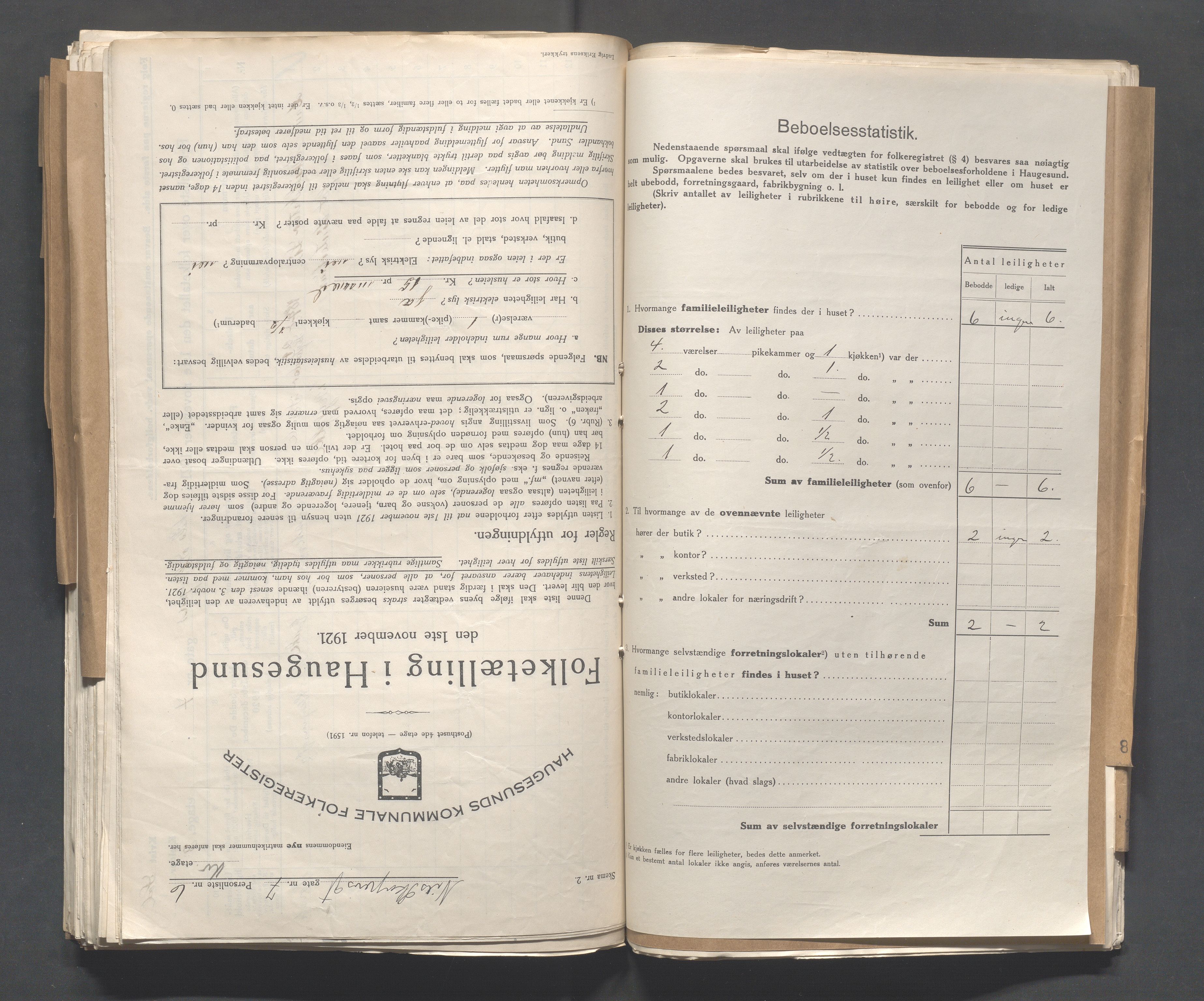 IKAR, Local census 1.11.1921 for Haugesund, 1921, p. 3156