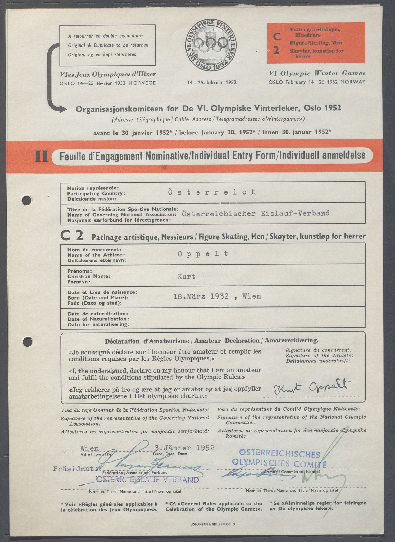 Organisasjonskomiteen for de VI. olympiske vinterleker, OBA/A-20130/H/Ha, 1951-1952, p. 1333