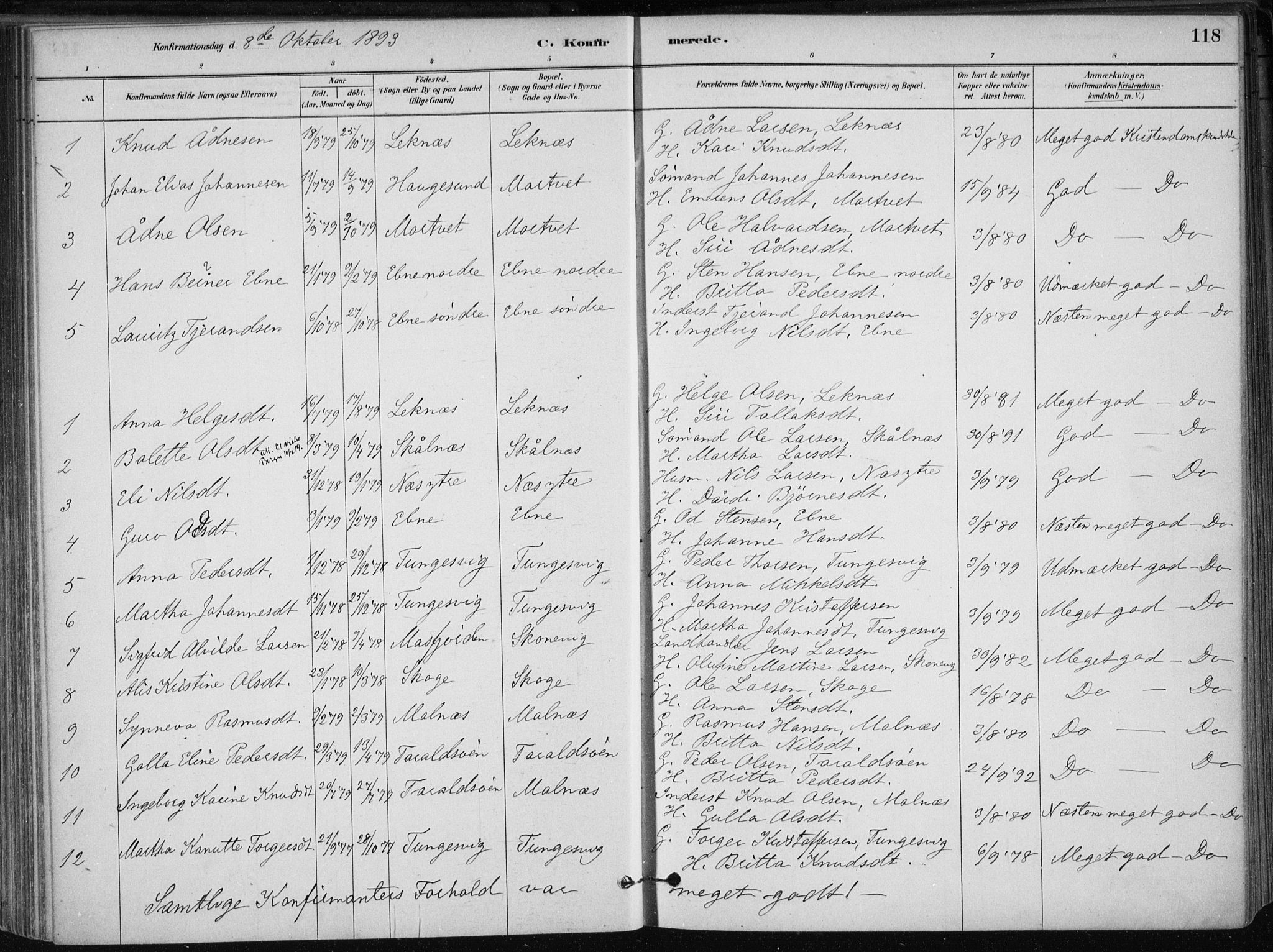 Skånevik sokneprestembete, SAB/A-77801/H/Haa: Parish register (official) no. B 1, 1879-1914, p. 118