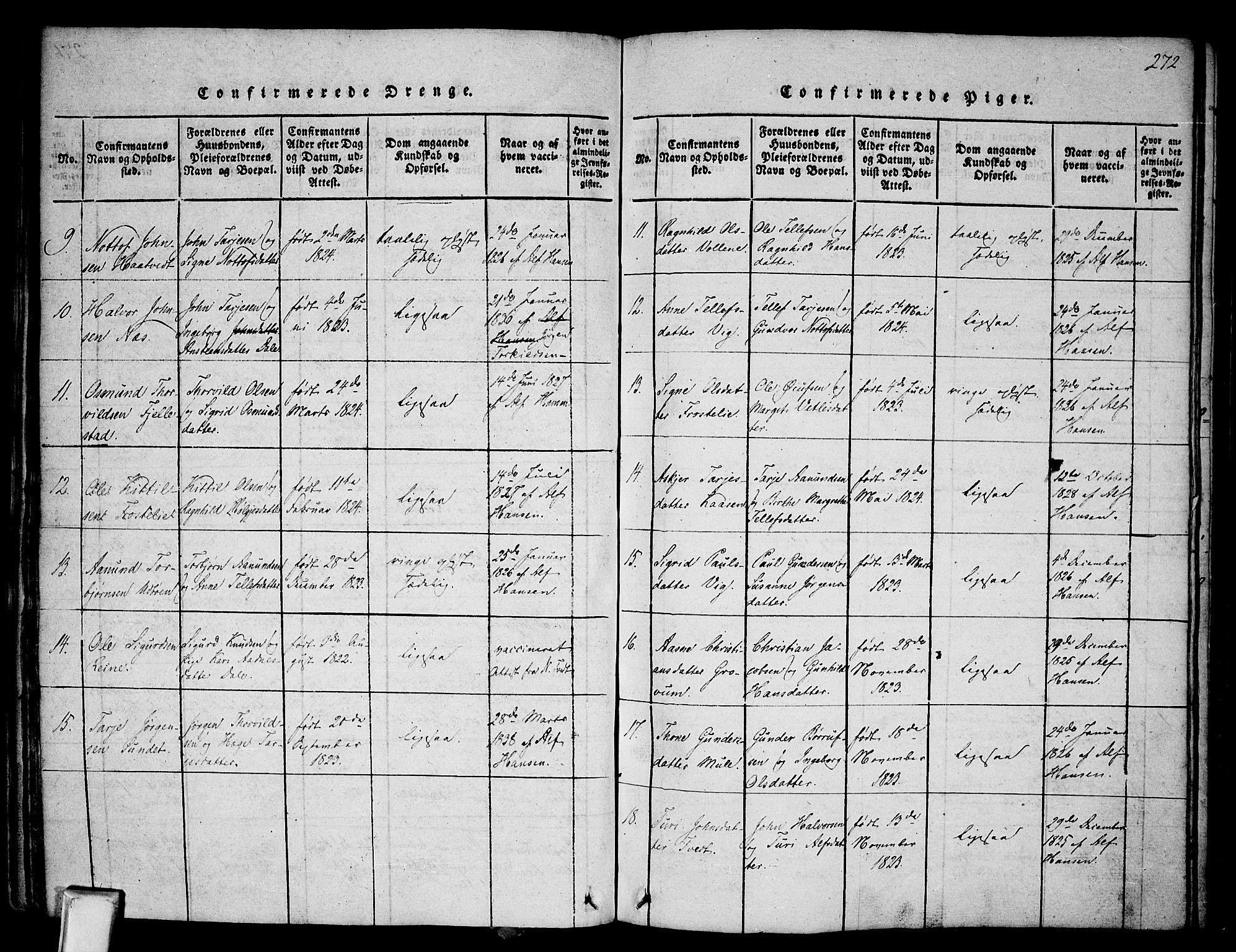 Nissedal kirkebøker, SAKO/A-288/F/Fa/L0002: Parish register (official) no. I 2, 1814-1845, p. 272