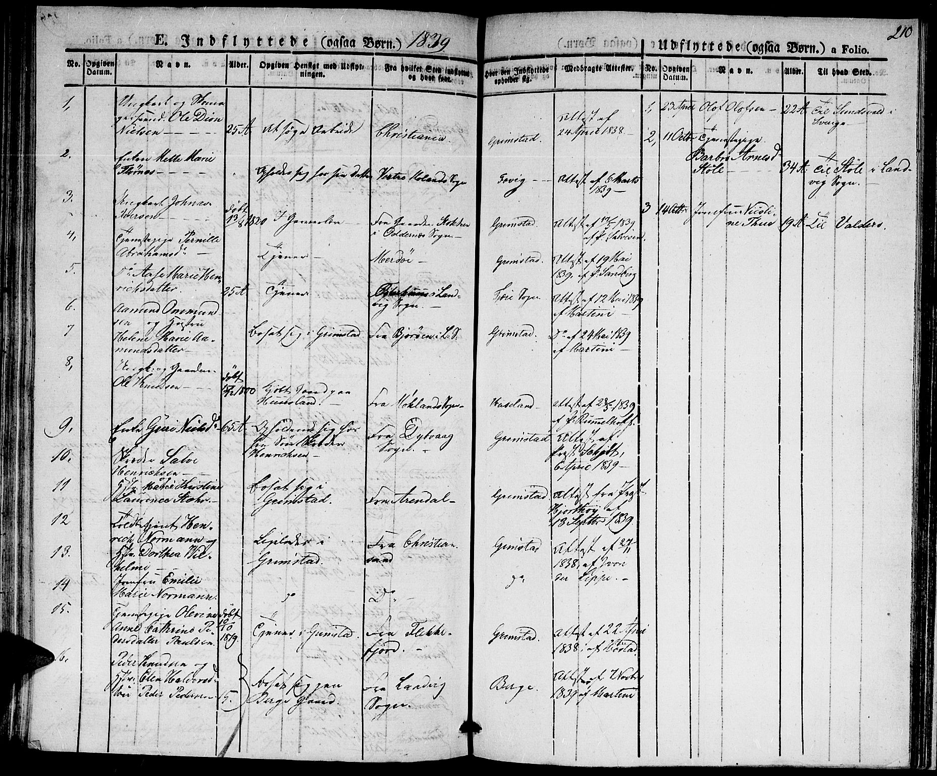 Fjære sokneprestkontor, AV/SAK-1111-0011/F/Fa/L0002: Parish register (official) no. A 2, 1827-1839, p. 210