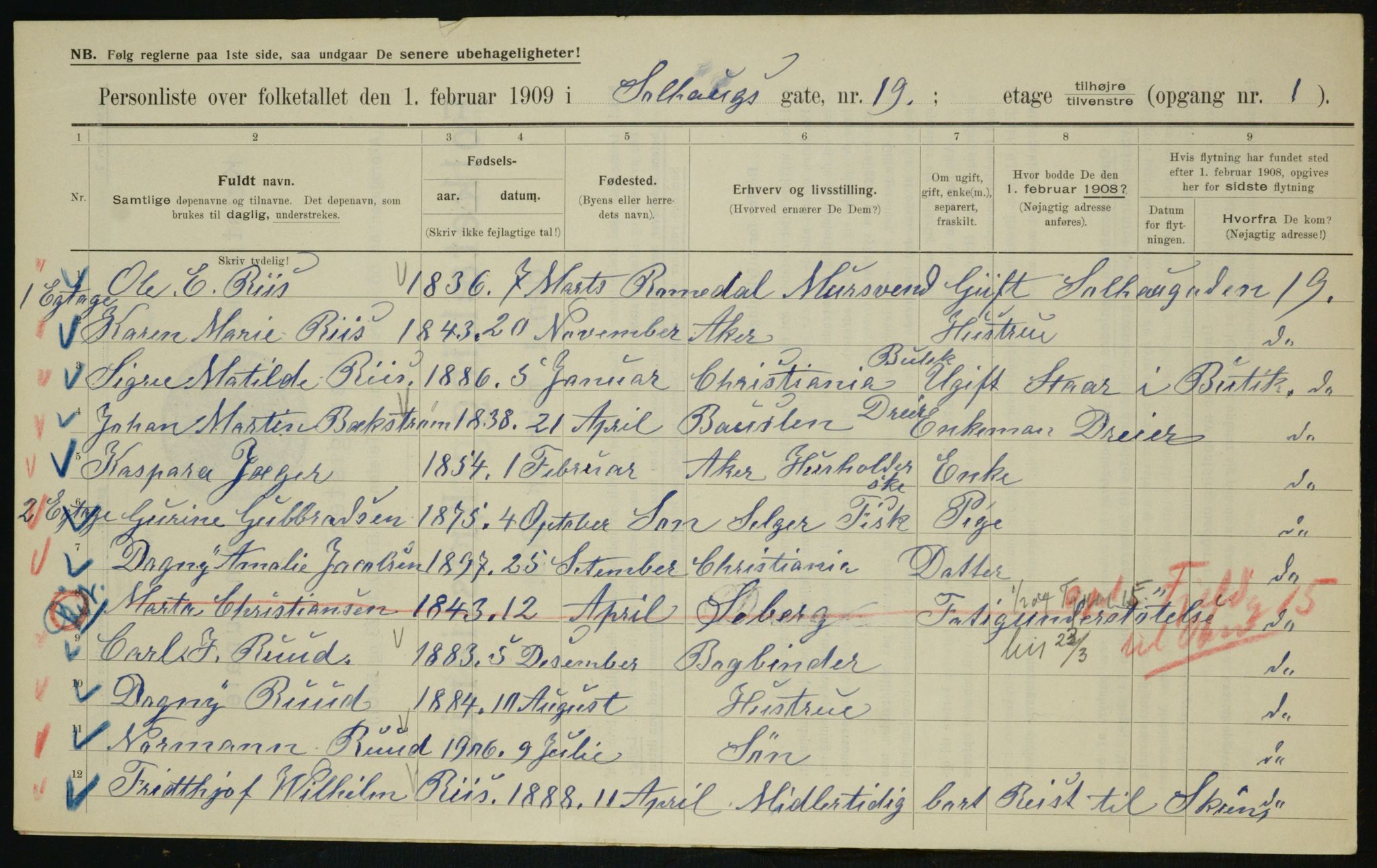 OBA, Municipal Census 1909 for Kristiania, 1909, p. 90235