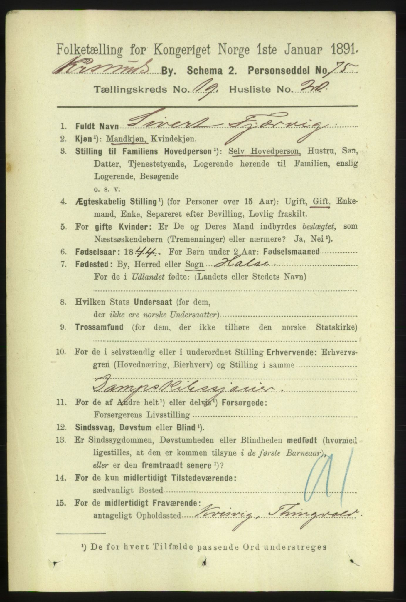 RA, 1891 census for 1503 Kristiansund, 1891, p. 12711