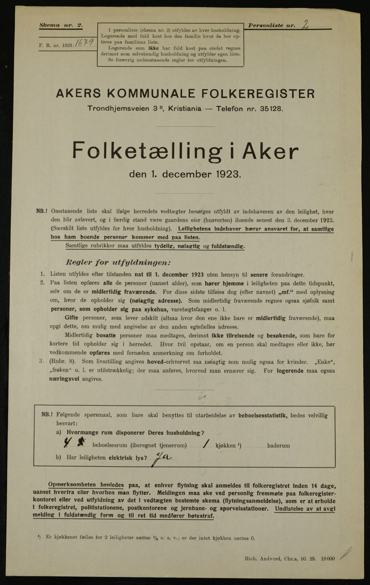 , Municipal Census 1923 for Aker, 1923, p. 46179