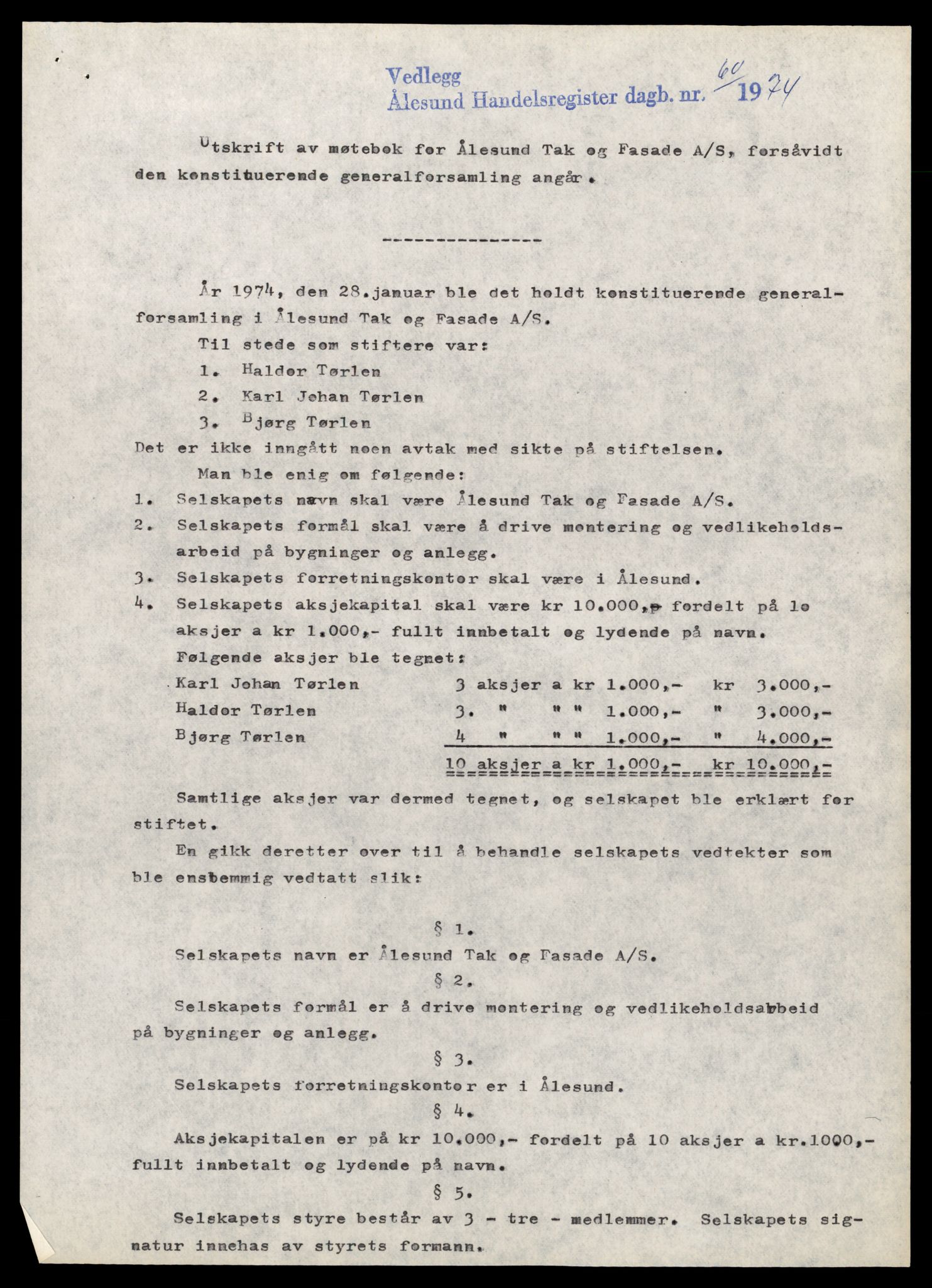 Ålesund sorenskriveri, AV/SAT-A-4383/2/J/Jd/Jde/L0080: Bilag. Aksjeselskap og andelslag Ålesund T - Åslid, 1937-1989, p. 3