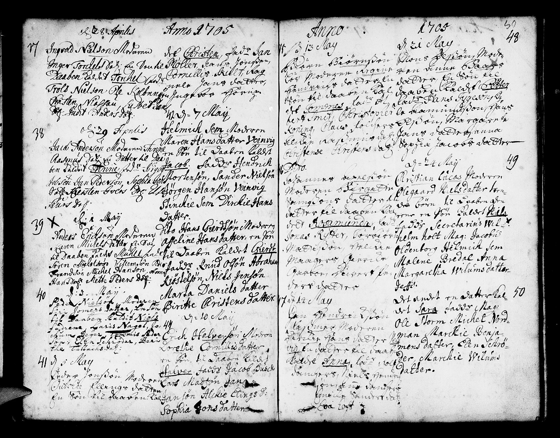 Nykirken Sokneprestembete, AV/SAB-A-77101/H/Haa/L0002: Parish register (official) no. A 2, 1700-1723, p. 50