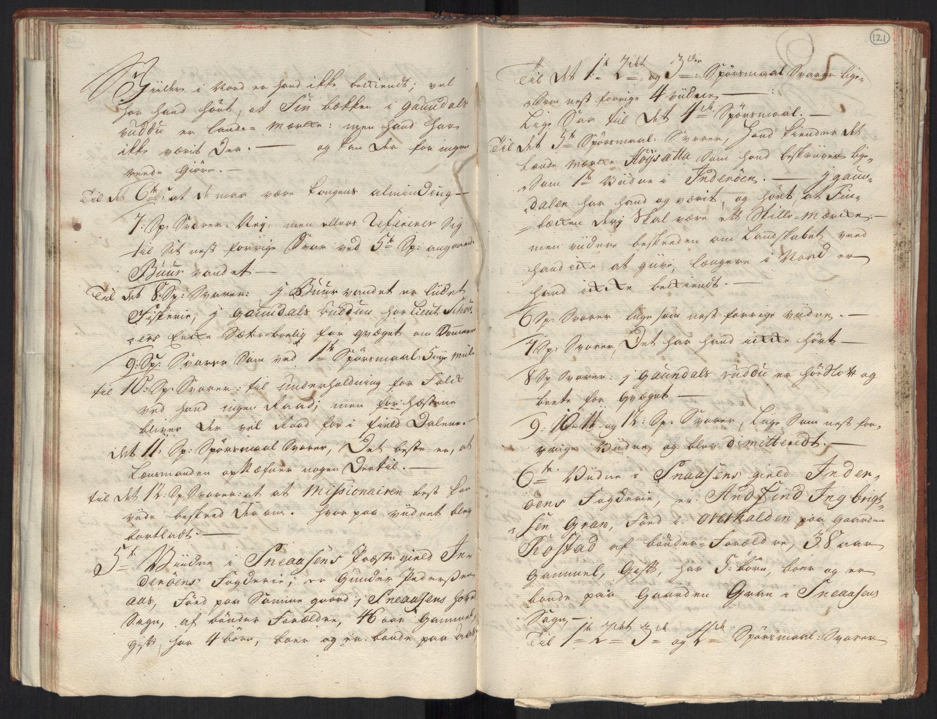 Danske Kanselli, Grensearkivet, AV/RA-EA-4062/F/L0010/0002: Volum XX-XXII / Vol. XXI: Major Schnitlers grenseeksaminasjonsprotokoll, 1. bind, 1742, p. 120b-121a
