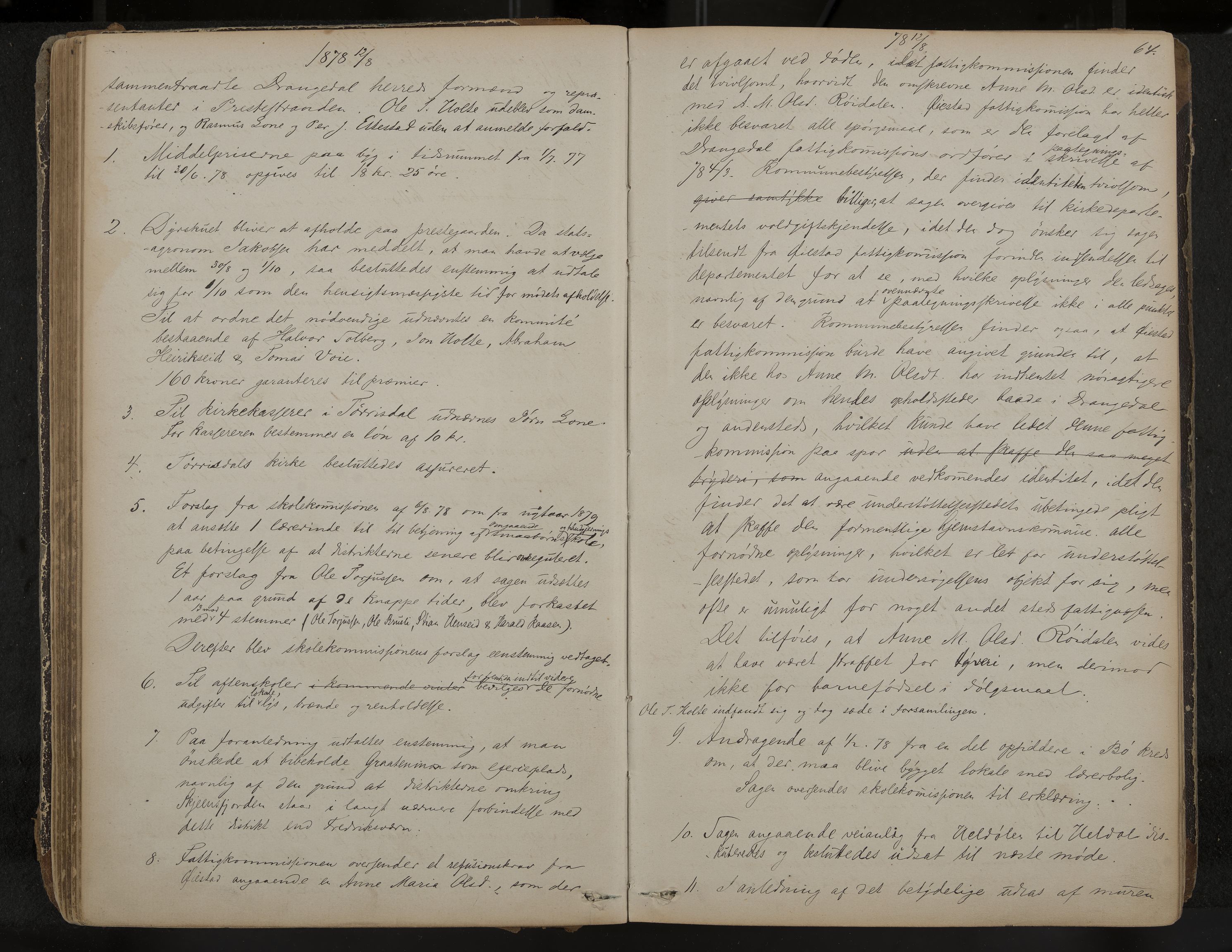 Drangedal formannskap og sentraladministrasjon, IKAK/0817021/A/L0002: Møtebok, 1870-1892, p. 64