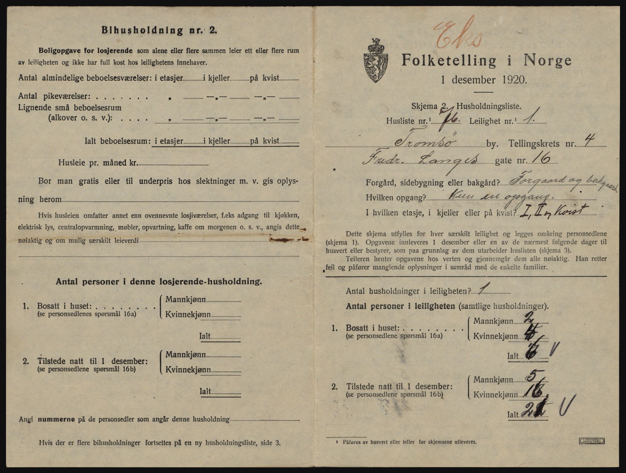 SATØ, 1920 census for Tromsø, 1920, p. 3665