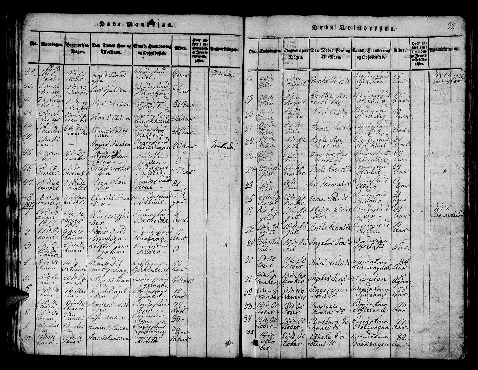 Os sokneprestembete, SAB/A-99929: Parish register (official) no. A 12, 1816-1825, p. 97