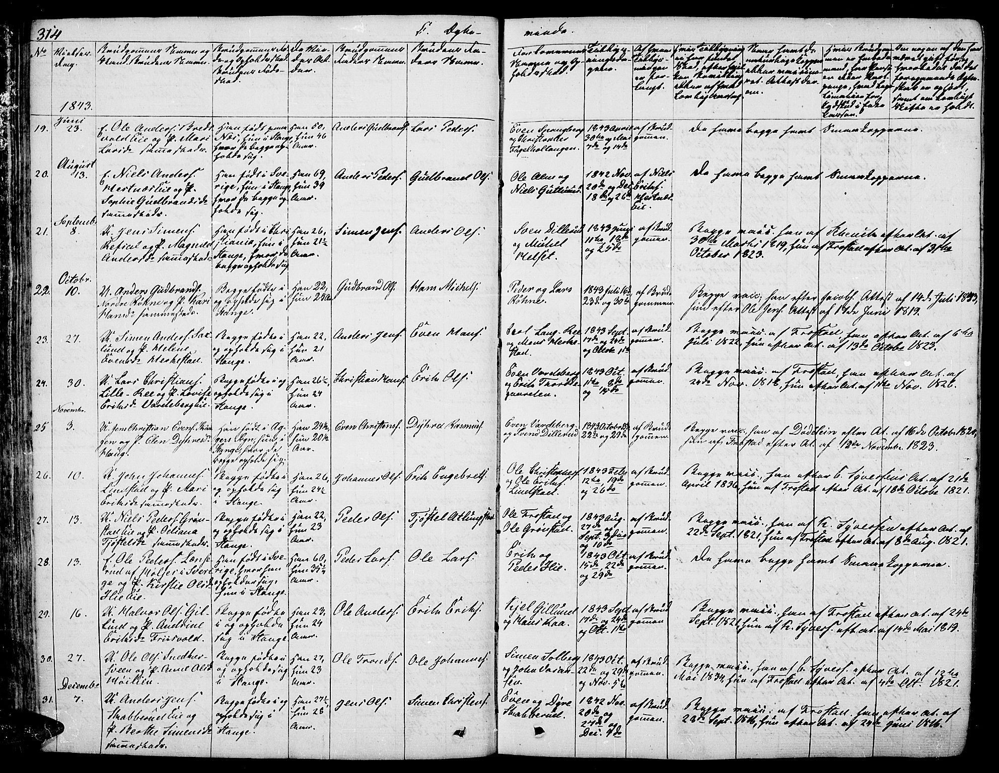 Stange prestekontor, AV/SAH-PREST-002/L/L0003: Parish register (copy) no. 3, 1840-1864, p. 314