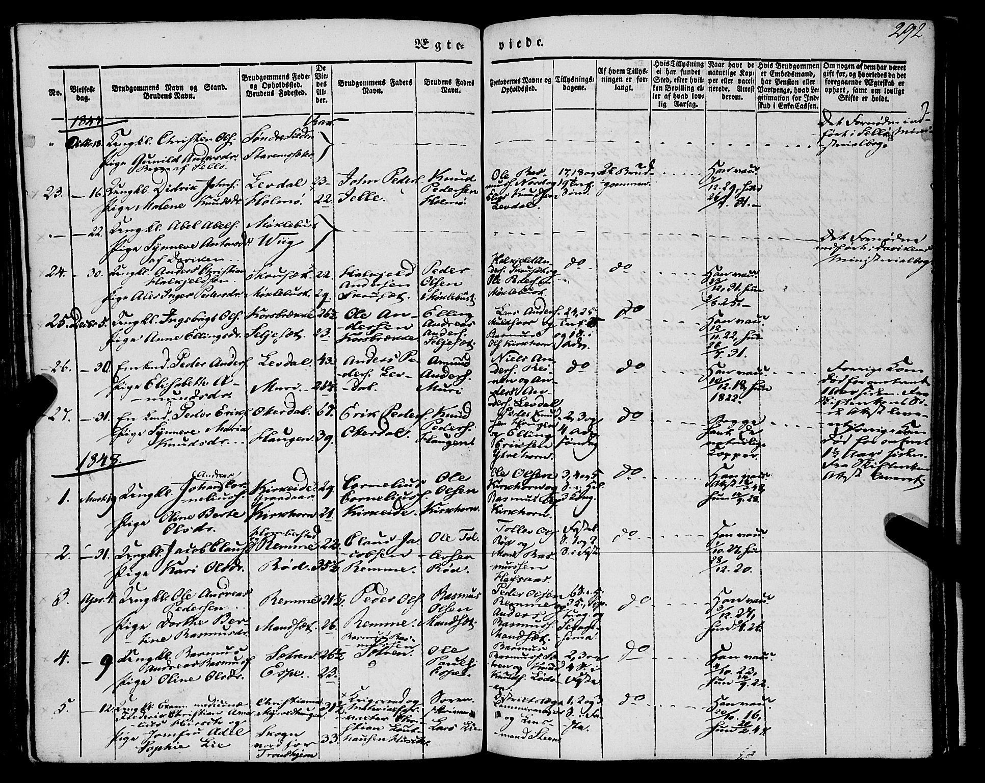 Eid sokneprestembete, SAB/A-82301/H/Haa/Haaa/L0007: Parish register (official) no. A 7, 1844-1858, p. 292