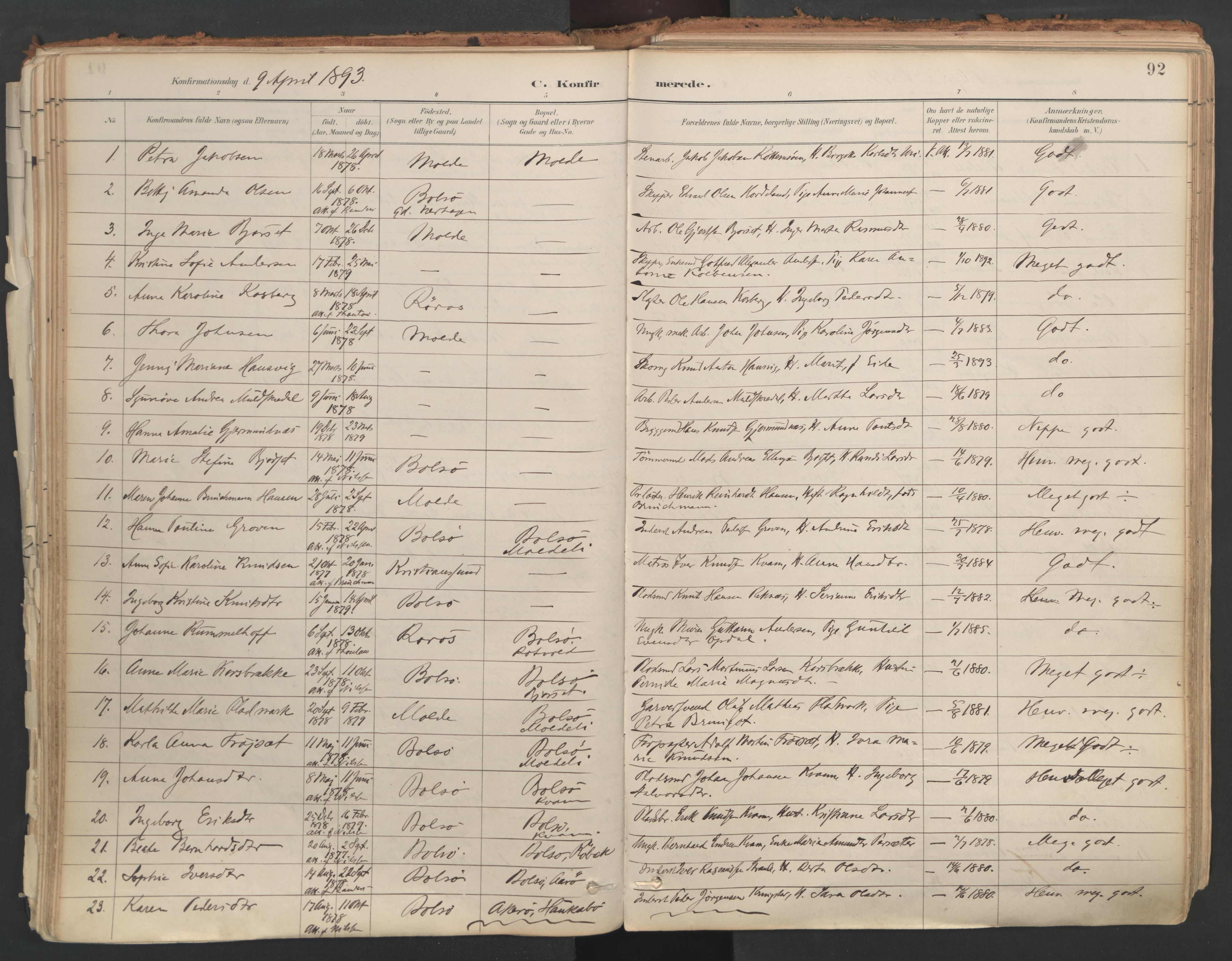 Ministerialprotokoller, klokkerbøker og fødselsregistre - Møre og Romsdal, AV/SAT-A-1454/558/L0692: Parish register (official) no. 558A06, 1887-1971, p. 92