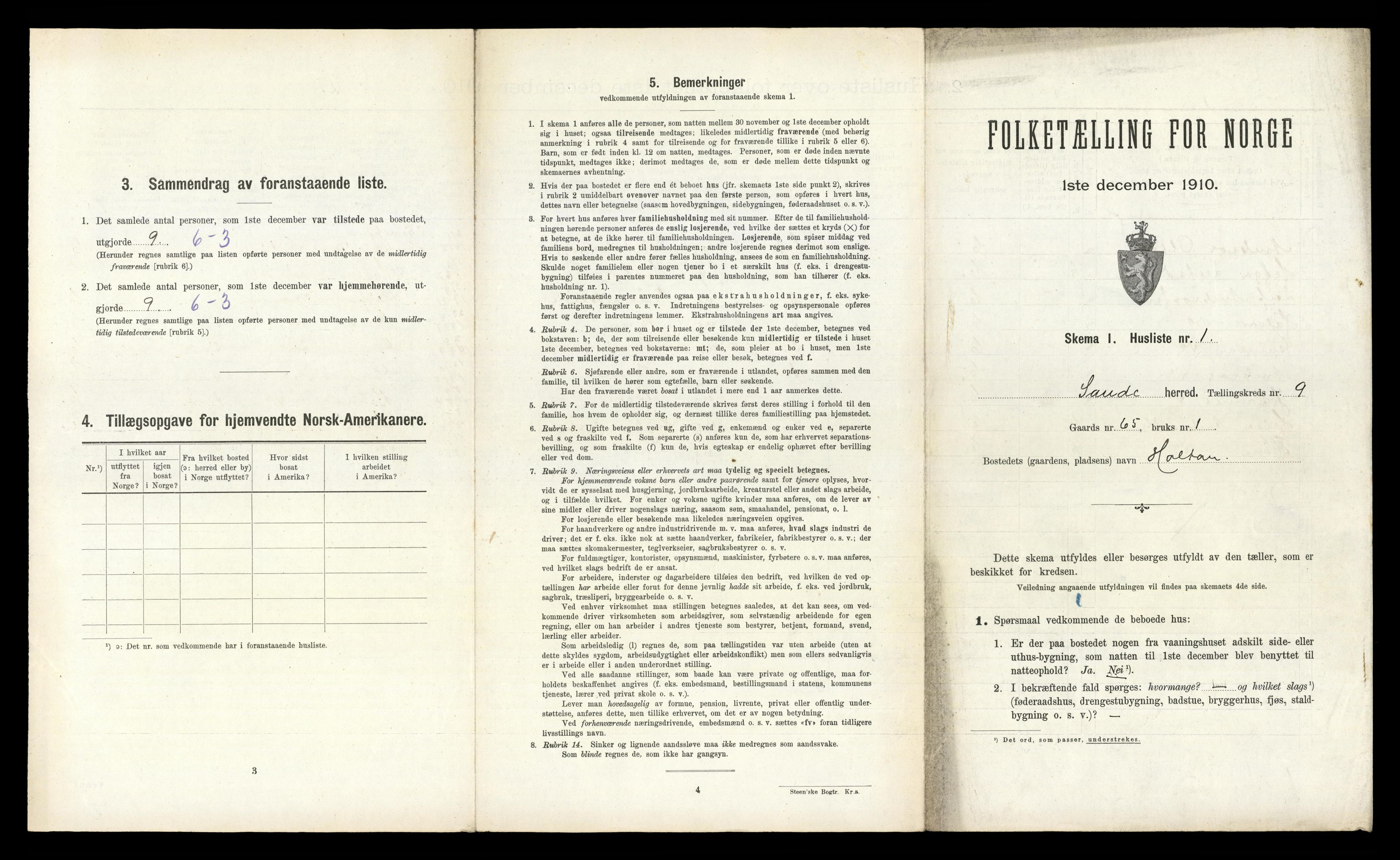 RA, 1910 census for Sauherad, 1910, p. 915