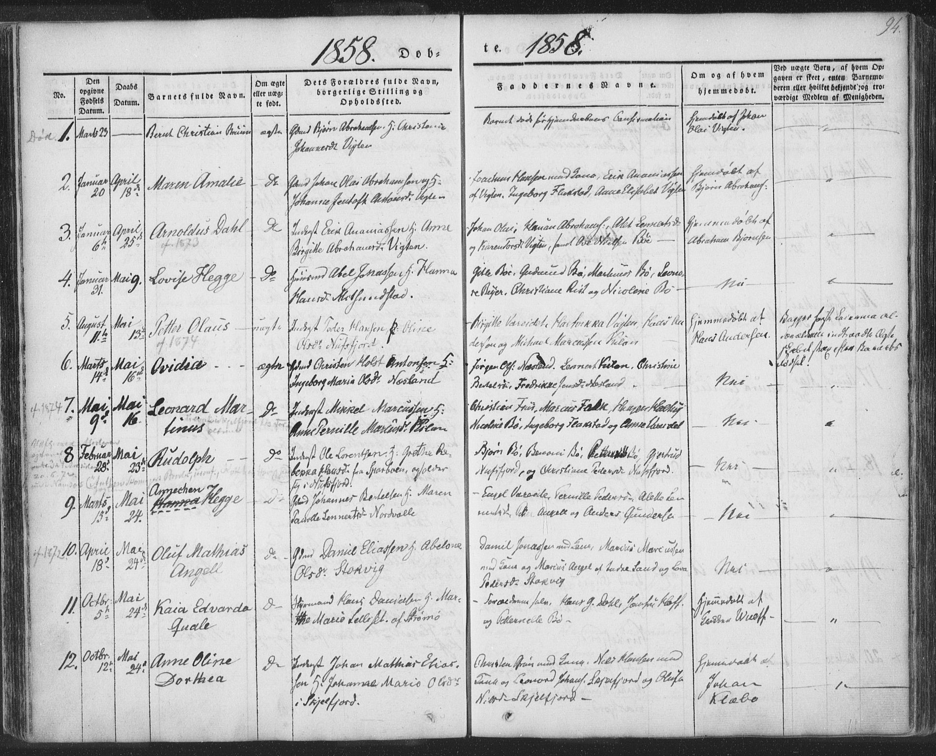 Ministerialprotokoller, klokkerbøker og fødselsregistre - Nordland, SAT/A-1459/885/L1202: Parish register (official) no. 885A03, 1838-1859, p. 94