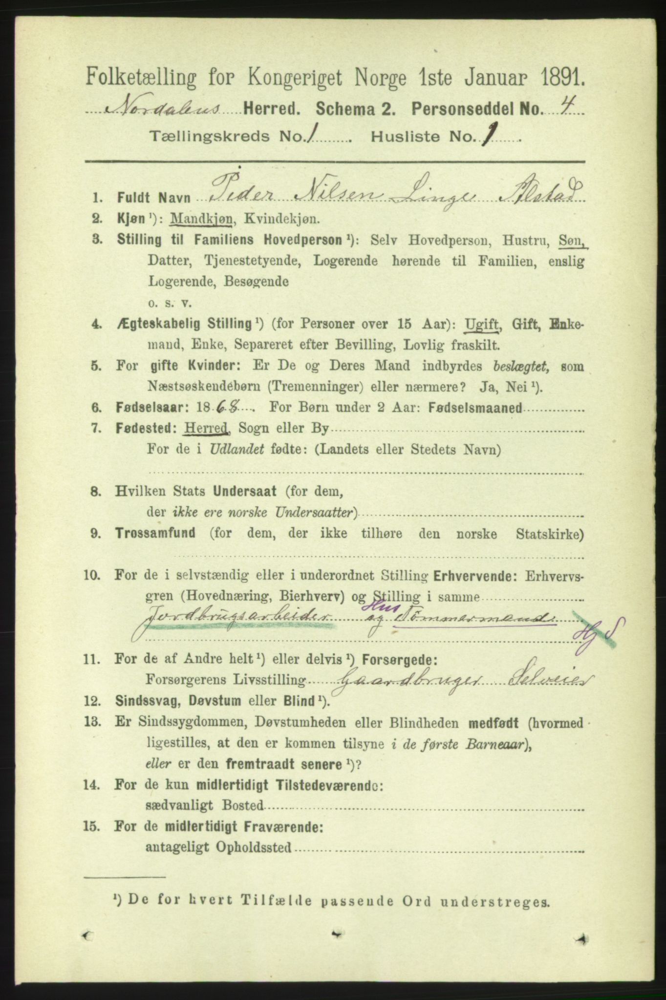 RA, 1891 census for 1524 Norddal, 1891, p. 74