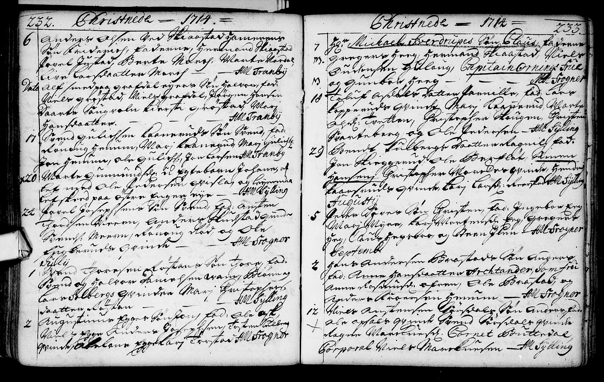 Lier kirkebøker, SAKO/A-230/F/Fa/L0002: Parish register (official) no. I 2, 1701-1726, p. 232-233