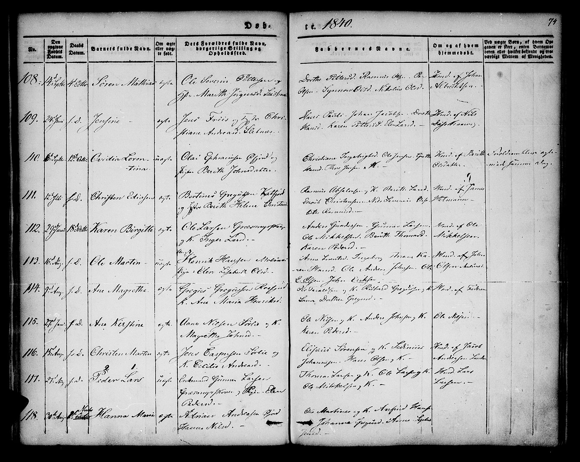 Lenvik sokneprestembete, SATØ/S-1310/H/Ha/Haa/L0004kirke: Parish register (official) no. 4, 1832-1844, p. 74