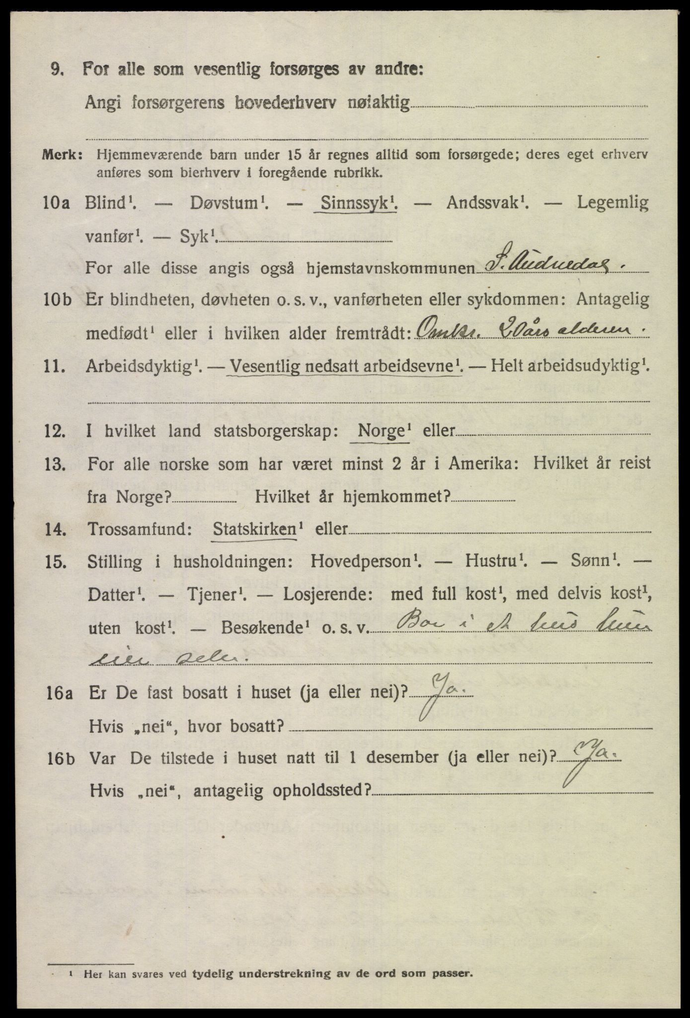 SAK, 1920 census for Sør-Audnedal, 1920, p. 2780