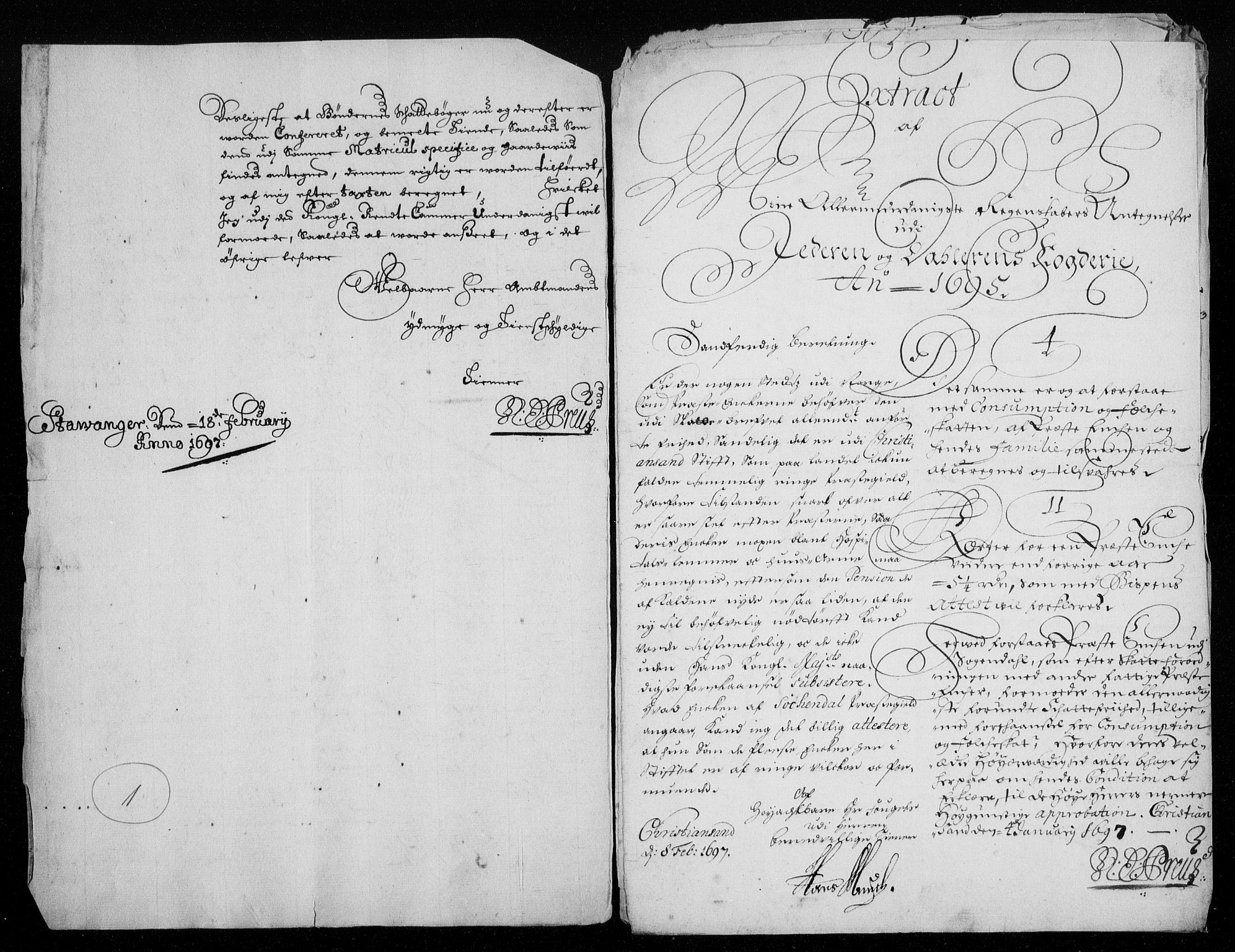 Rentekammeret inntil 1814, Reviderte regnskaper, Fogderegnskap, AV/RA-EA-4092/R46/L2728: Fogderegnskap Jæren og Dalane, 1694-1696, p. 375
