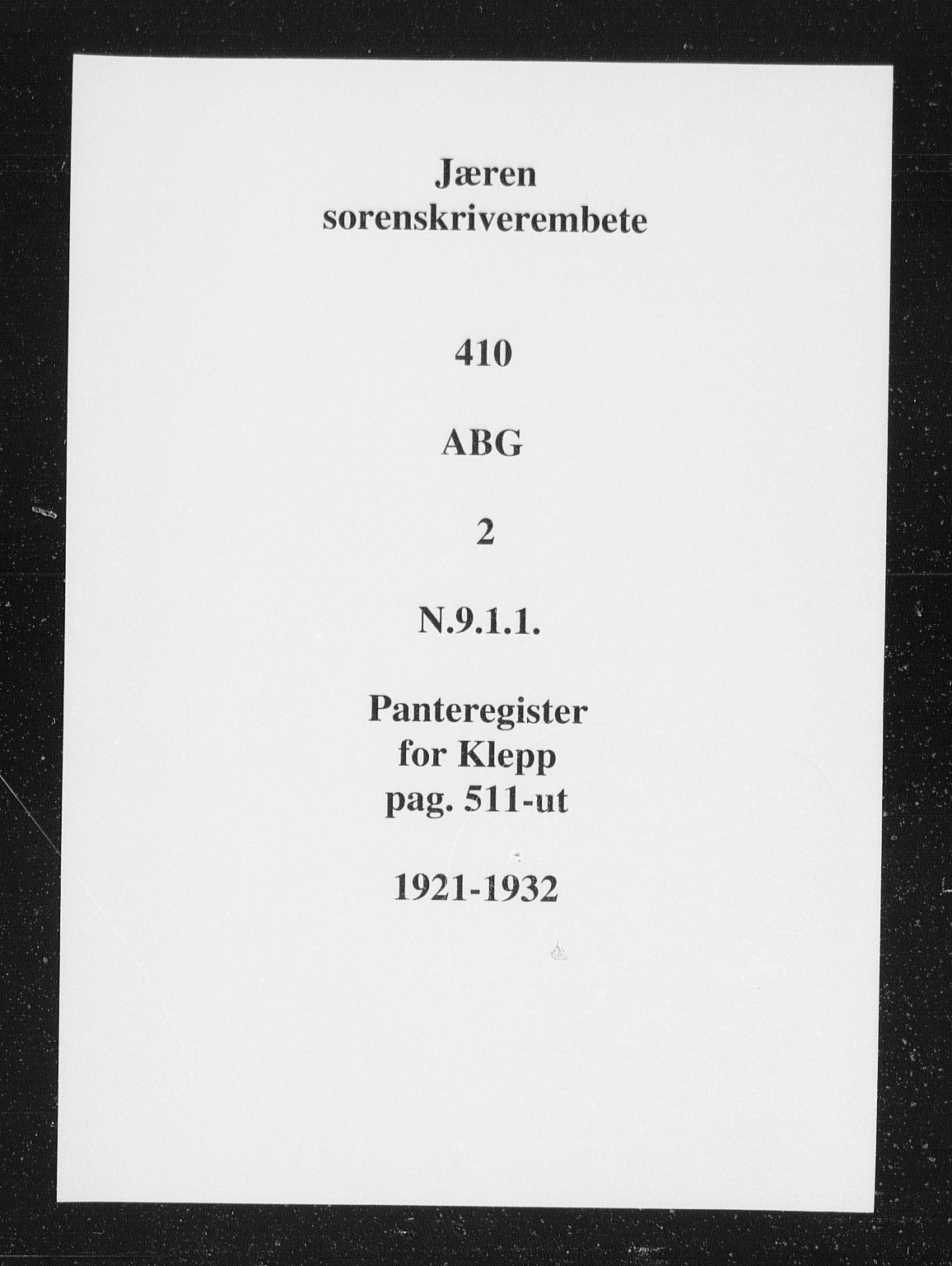 Jæren sorenskriveri, SAST/A-100310/01/4/41/41ABG/L0002B: Mortgage register no. 41 ABG2, 1921