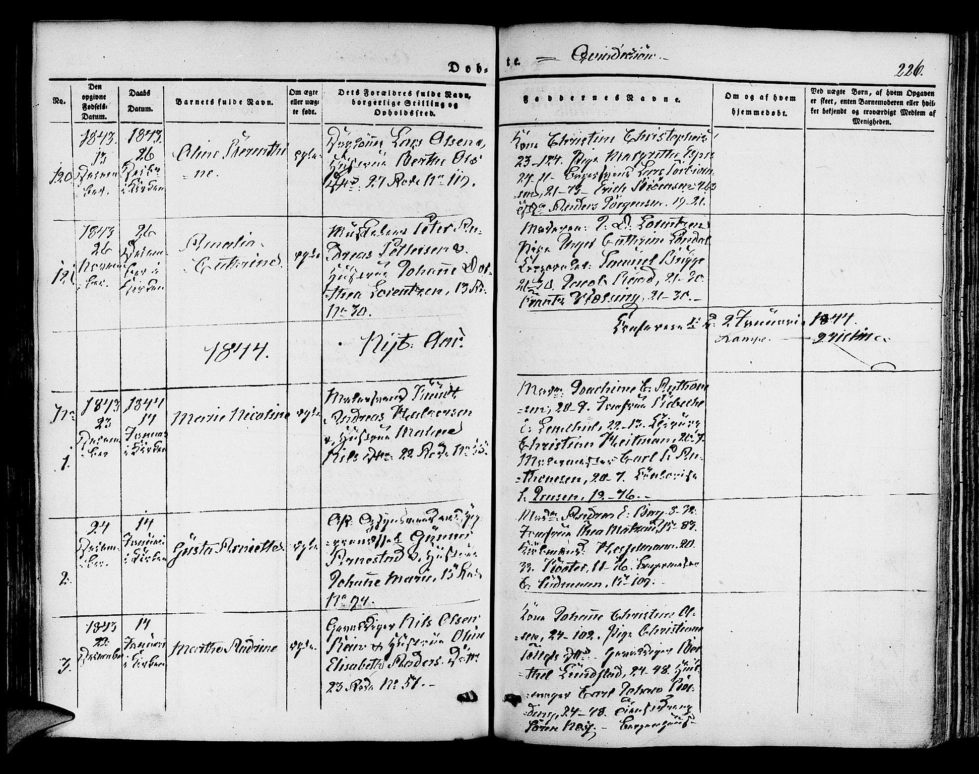 Korskirken sokneprestembete, SAB/A-76101/H/Hab: Parish register (copy) no. B 1, 1839-1847, p. 226